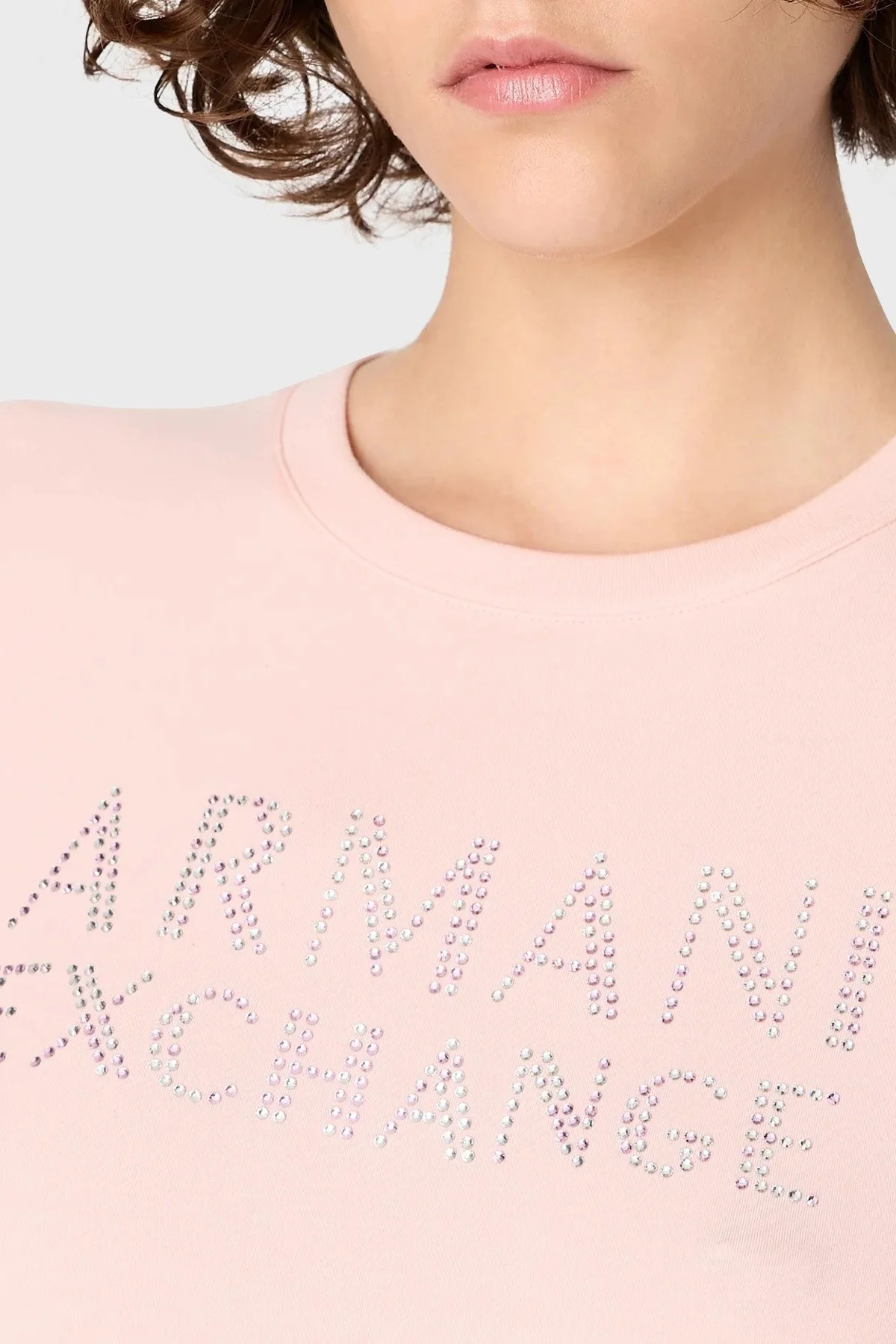 Armani Exchange Pamuklu Regular Fit Bisiklet Yaka Bayan T Shirt 6RYT36 YJC7Z 7415 PEMBE - 3