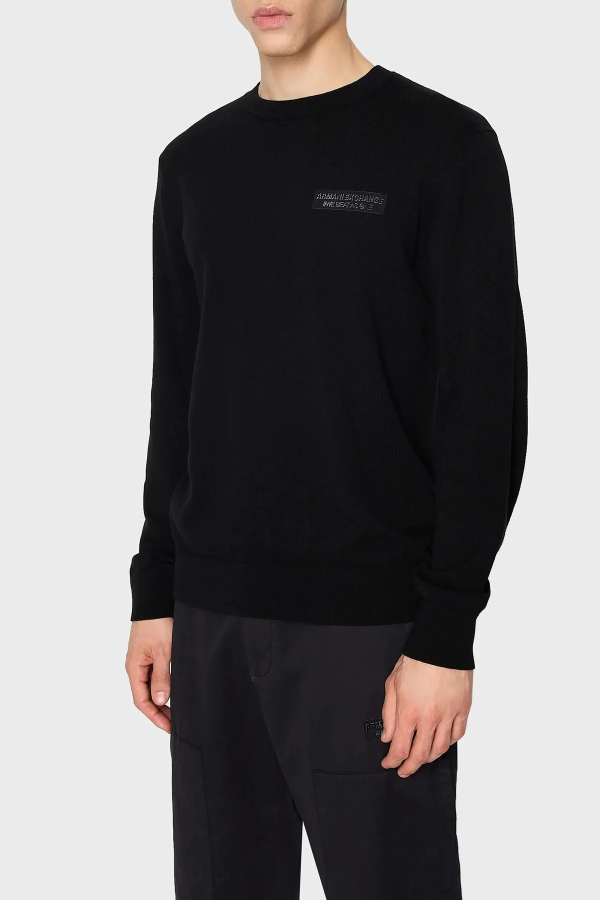 Armani Exchange Pamuklu Regular Fit Bisiklet Yaka Erkek Kazak 6RZM1E ZMX8Z 1200 SİYAH - 1