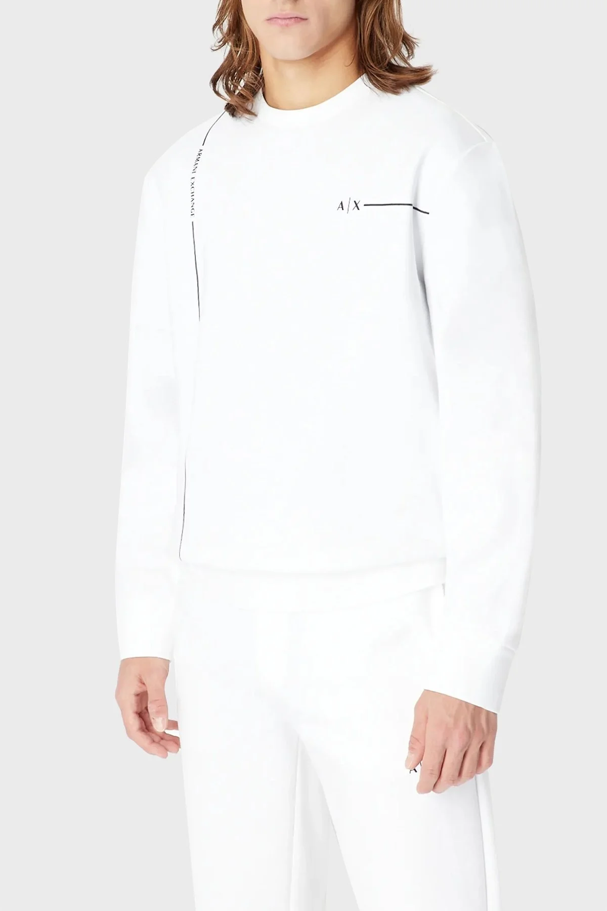 Armani Exchange Pamuklu Regular Fit Bisiklet Yaka Erkek Sweat 3RZMBC ZJCAZ 1100 BEYAZ - 1