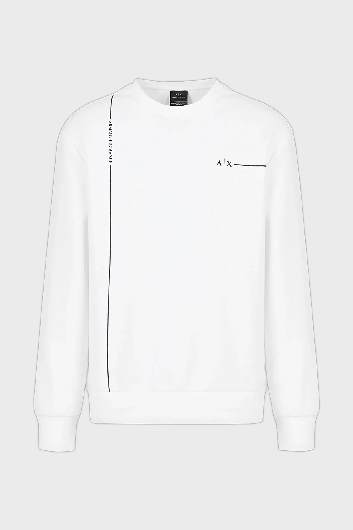 Armani Exchange Pamuklu Regular Fit Bisiklet Yaka Erkek Sweat 3RZMBC ZJCAZ 1100 BEYAZ - 5