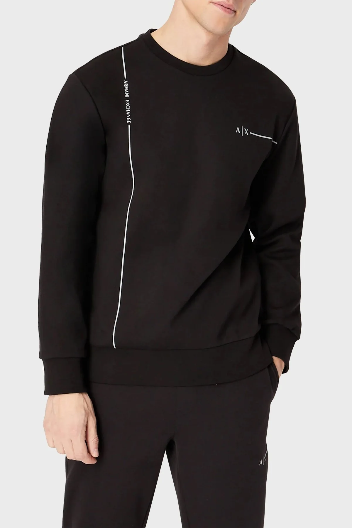 Armani Exchange Pamuklu Regular Fit Bisiklet Yaka Erkek Sweat 3RZMBC ZJCAZ 1200 SİYAH - 1