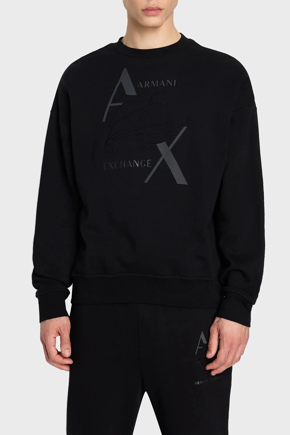 Armani Exchange Pamuklu Regular Fit Bisiklet Yaka Erkek Sweat 6RZMAM ZJ9KZ 1200 SİYAH - 1