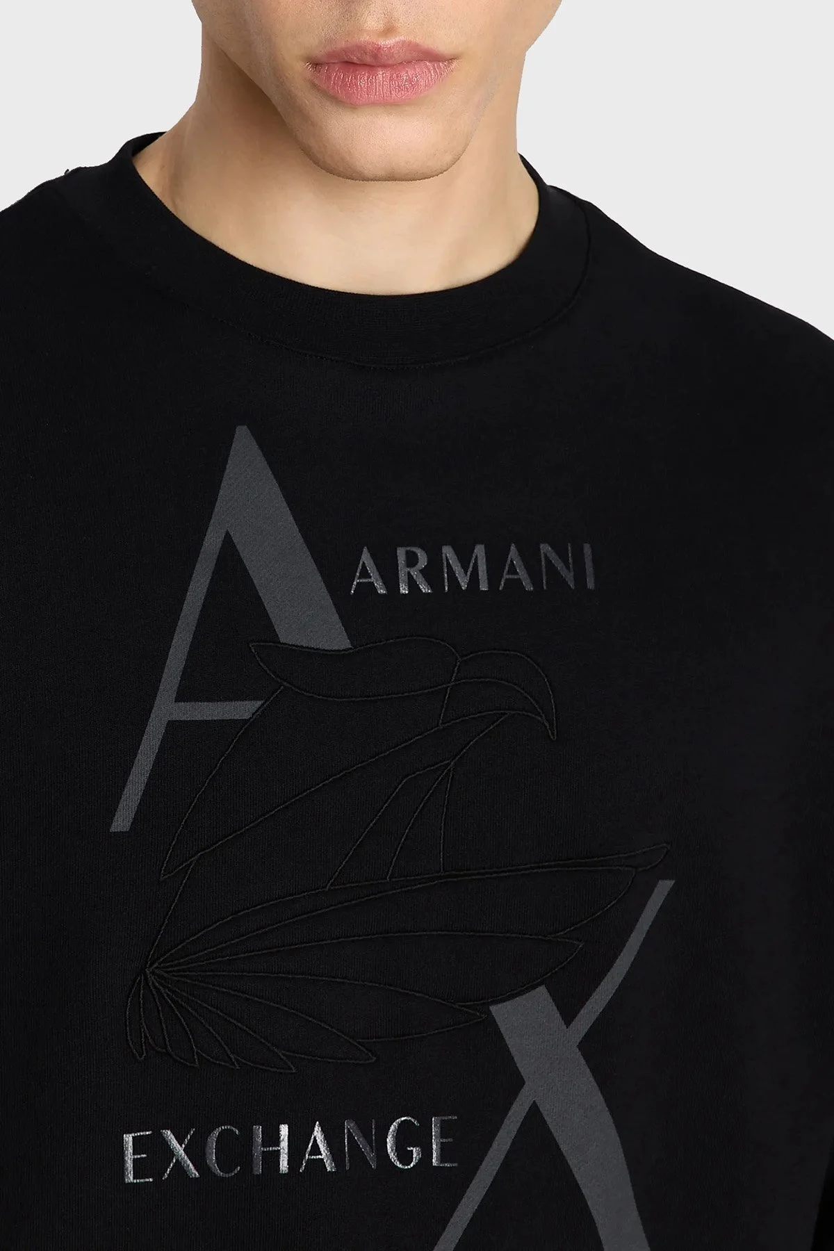 Armani Exchange Pamuklu Regular Fit Bisiklet Yaka Erkek Sweat 6RZMAM ZJ9KZ 1200 SİYAH - 3