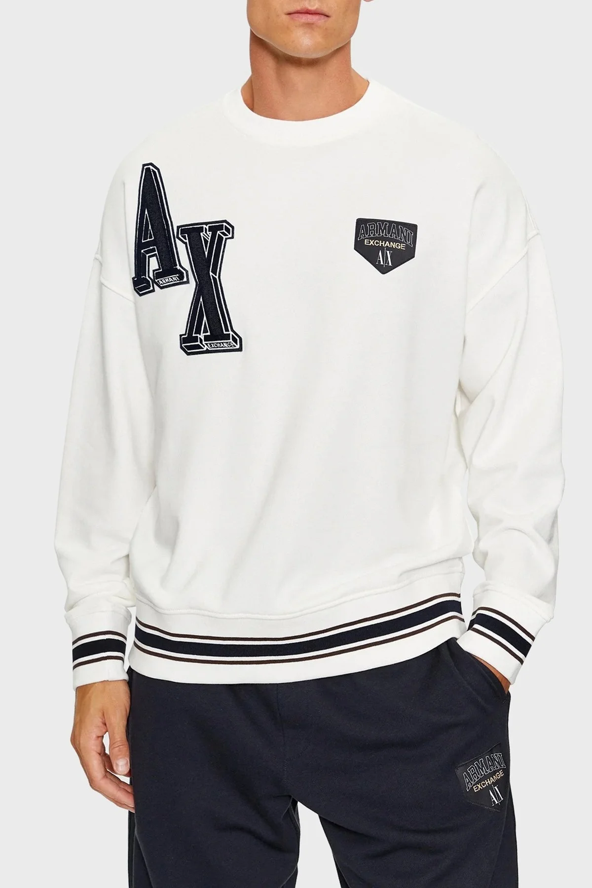 Armani Exchange Pamuklu Regular Fit Bisiklet Yaka Erkek Sweat 6RZMJE ZJDPZ 1116 BEYAZ - 1