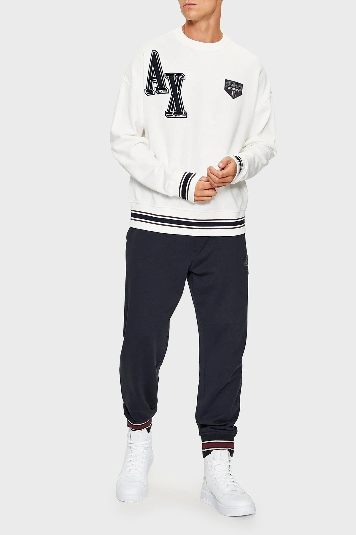 Armani Exchange Pamuklu Regular Fit Bisiklet Yaka Erkek Sweat 6RZMJE ZJDPZ 1116 BEYAZ - 3