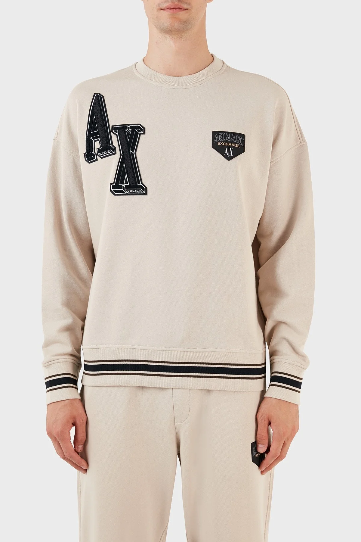Armani Exchange Pamuklu Regular Fit Bisiklet Yaka Erkek Sweat 6RZMJE ZJDPZ 1934 BEJ - 1