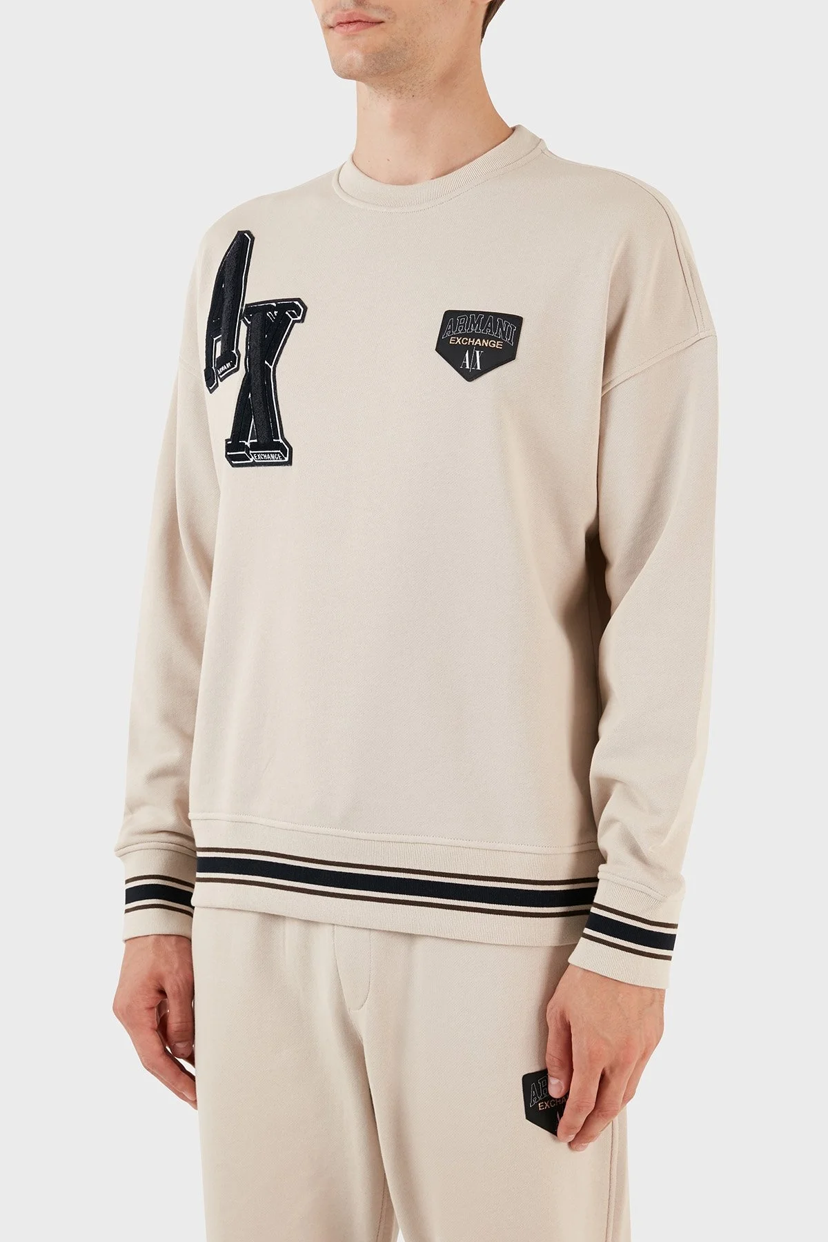 Armani Exchange Pamuklu Regular Fit Bisiklet Yaka Erkek Sweat 6RZMJE ZJDPZ 1934 BEJ - 2