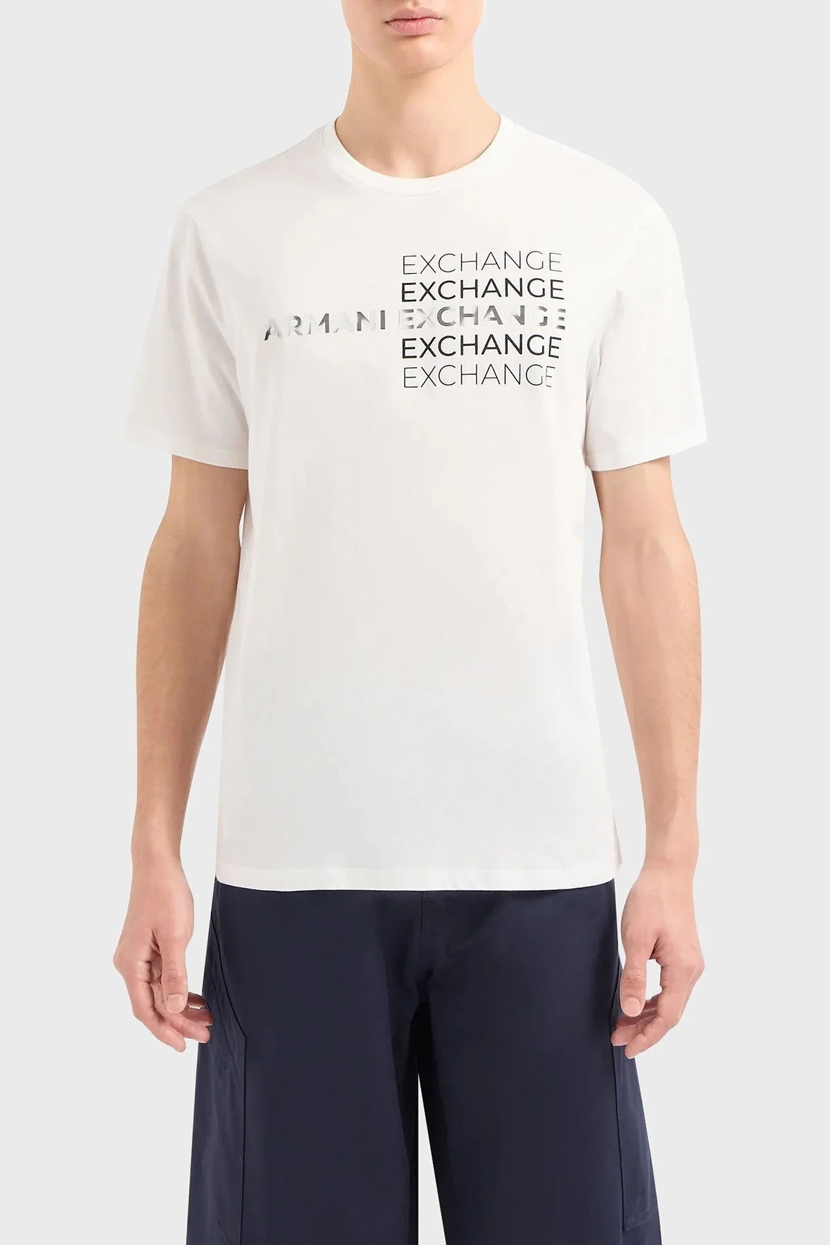 Armani Exchange Pamuklu Regular Fit Bisiklet Yaka Erkek T Shirt 3DZTAC ZJ9TZ 1116 BEYAZ - 1
