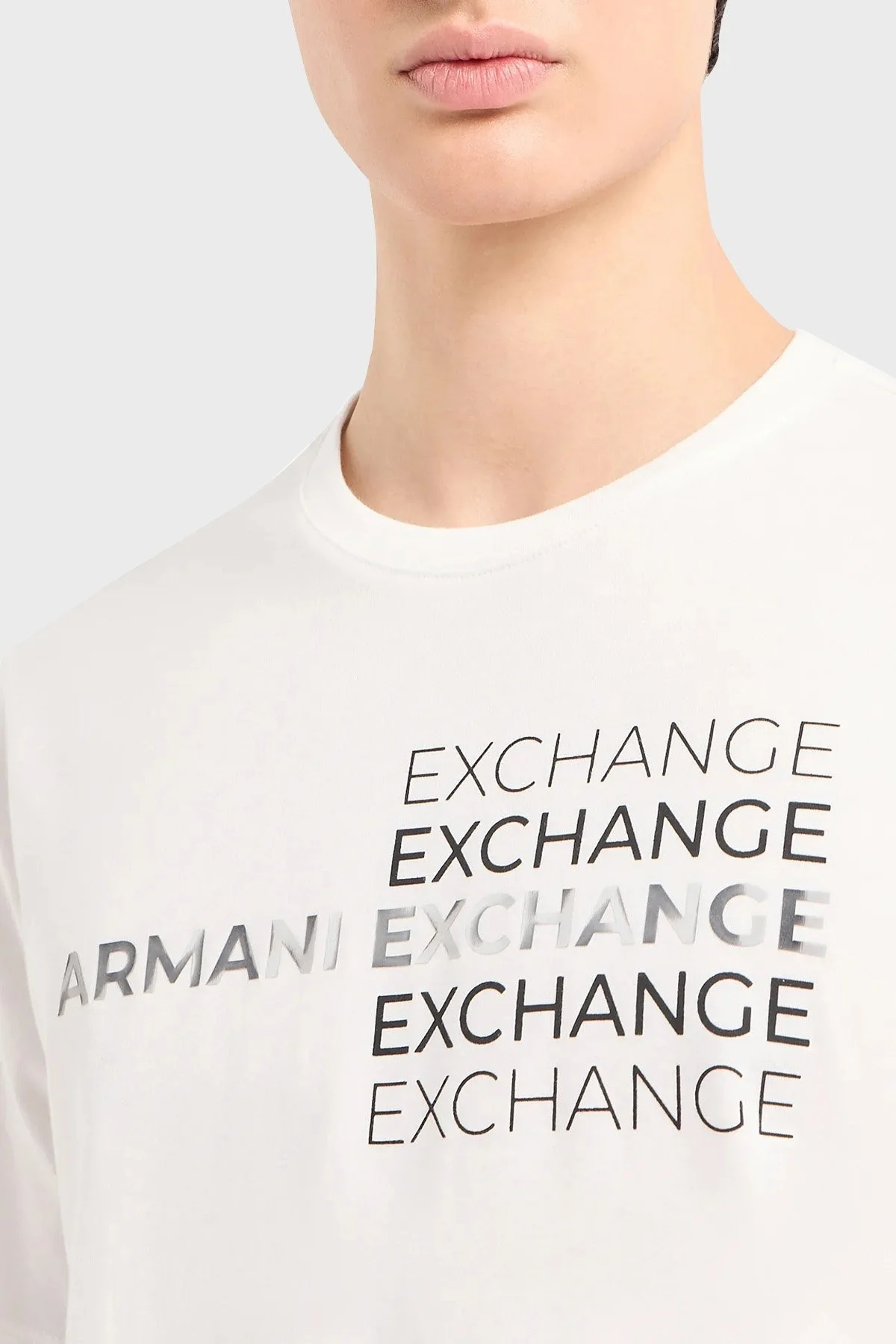 Armani Exchange Pamuklu Regular Fit Bisiklet Yaka Erkek T Shirt 3DZTAC ZJ9TZ 1116 BEYAZ - 2