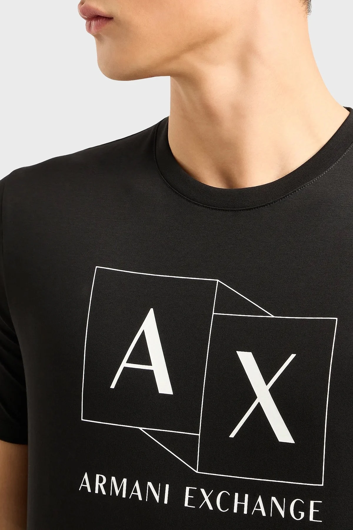 Armani Exchange Pamuklu Regular Fit Bisiklet Yaka Erkek T Shirt 3DZTAD ZJ9AZ 1200 SİYAH - 3