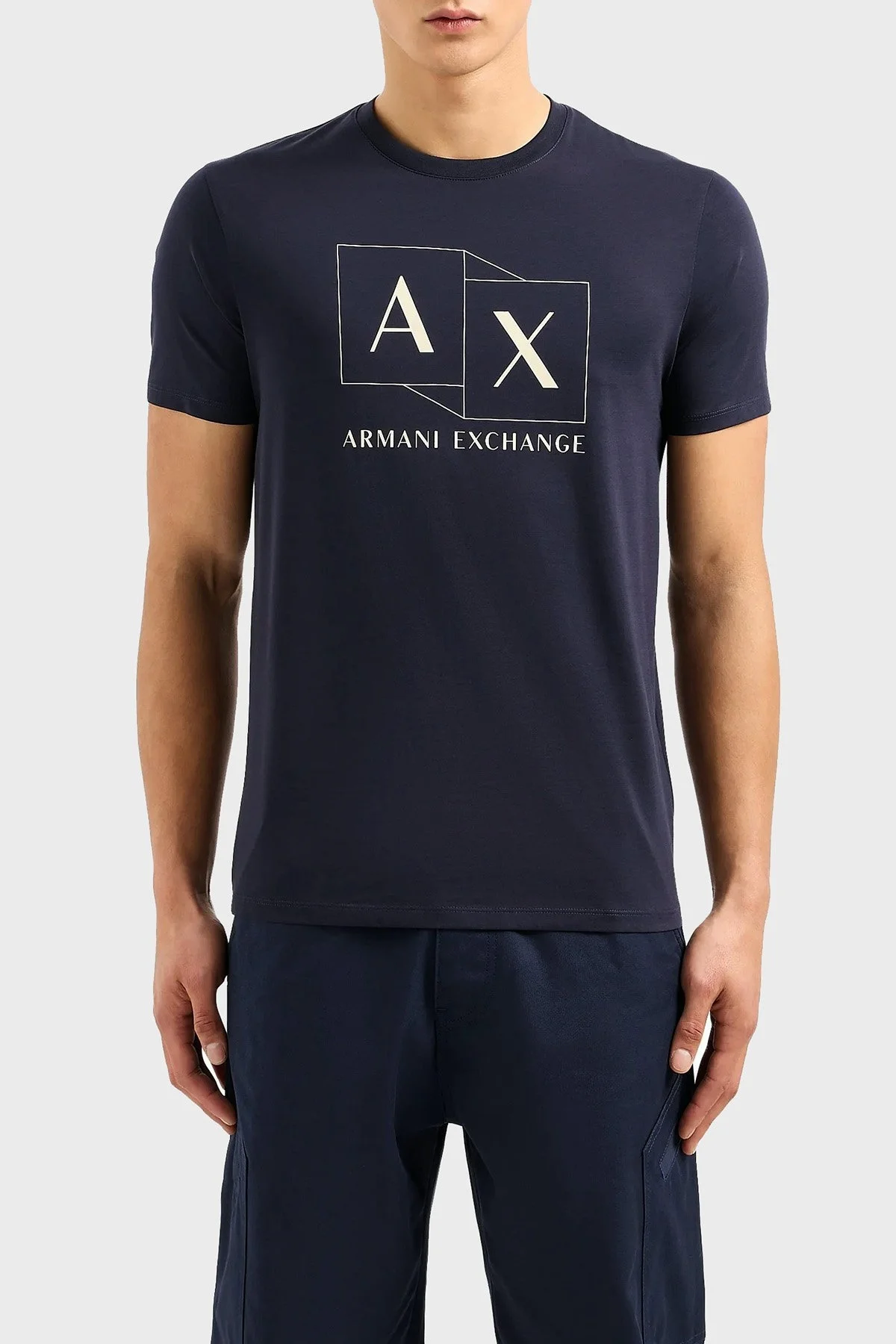 Armani Exchange Pamuklu Regular Fit Bisiklet Yaka Erkek T Shirt 3DZTAD ZJ9AZ 15CX LACİVERT - 1