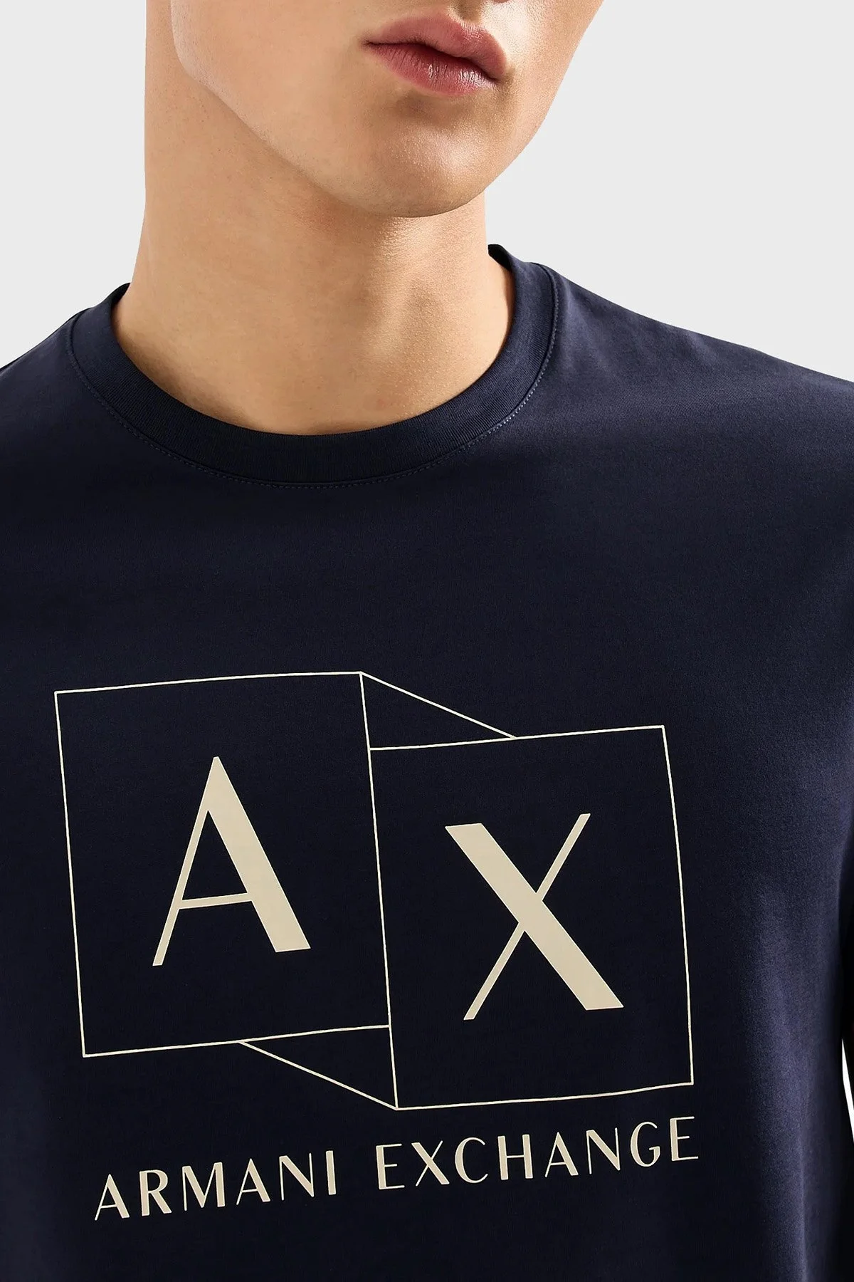 Armani Exchange Pamuklu Regular Fit Bisiklet Yaka Erkek T Shirt 3DZTAD ZJ9AZ 15CX LACİVERT - 3