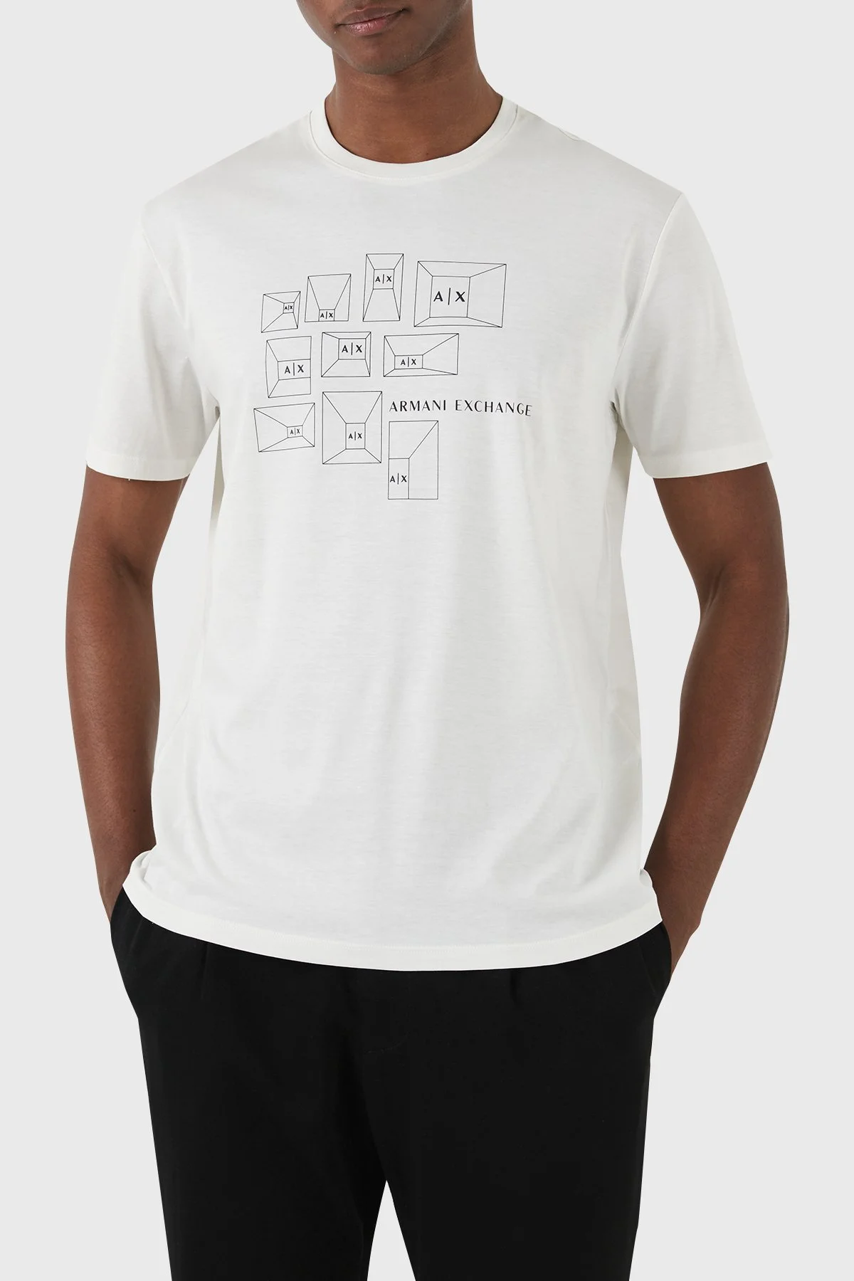 Armani Exchange Pamuklu Regular Fit Bisiklet Yaka Erkek T Shirt 3DZTAF ZJA5Z 1116 BEYAZ - 1
