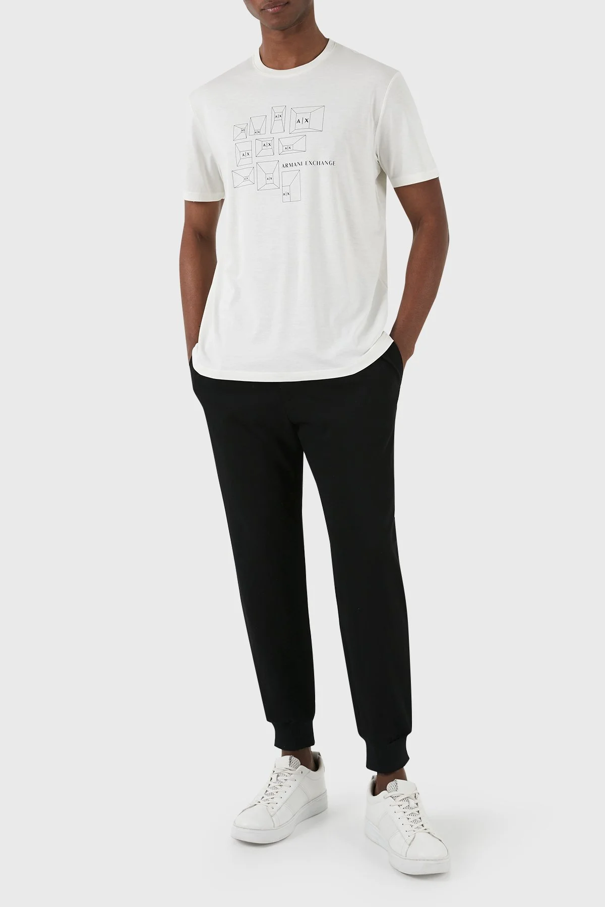 Armani Exchange Pamuklu Regular Fit Bisiklet Yaka Erkek T Shirt 3DZTAF ZJA5Z 1116 BEYAZ - 2