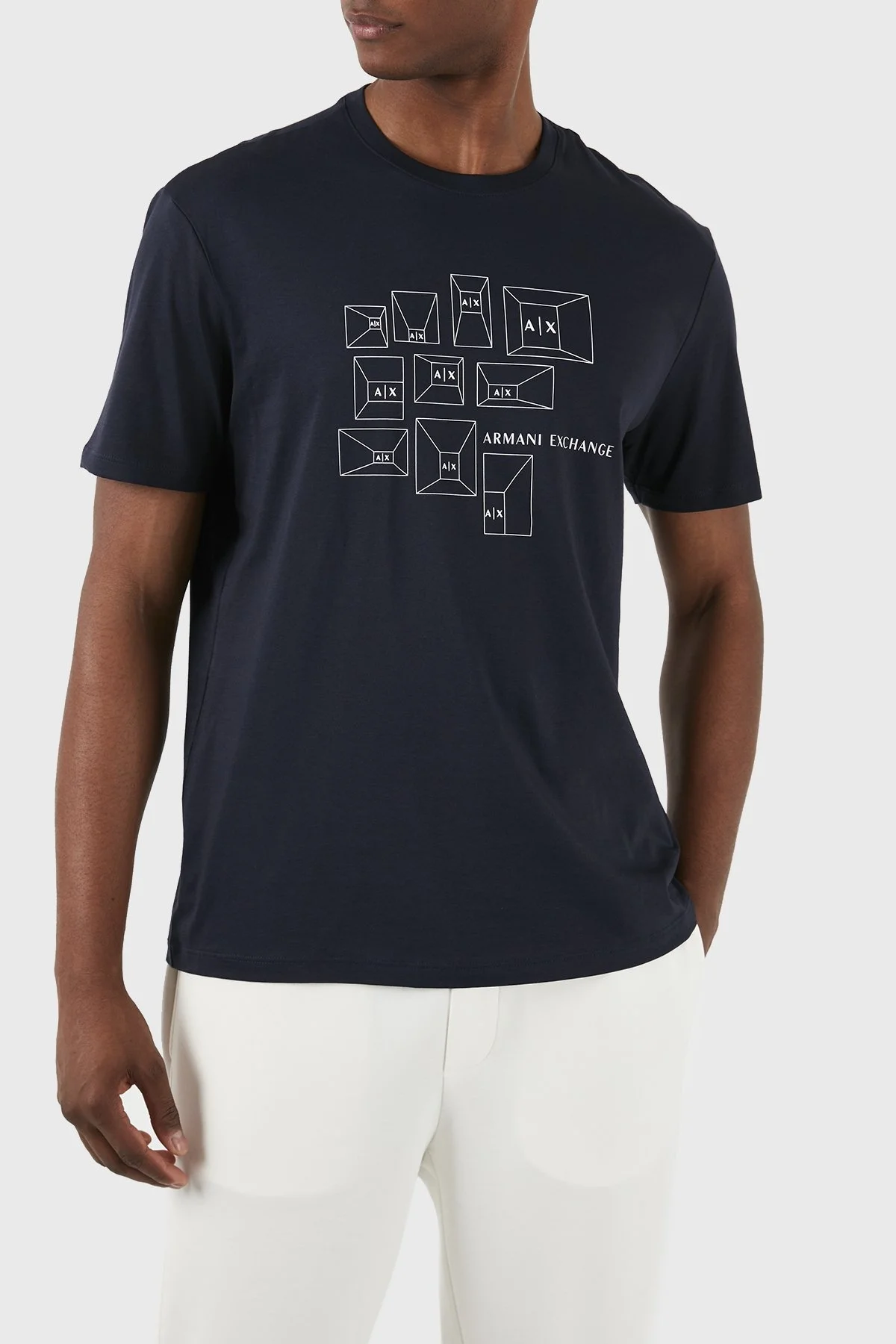 Armani Exchange Pamuklu Regular Fit Bisiklet Yaka Erkek T Shirt 3DZTAF ZJA5Z 15CX LACİVERT - 4