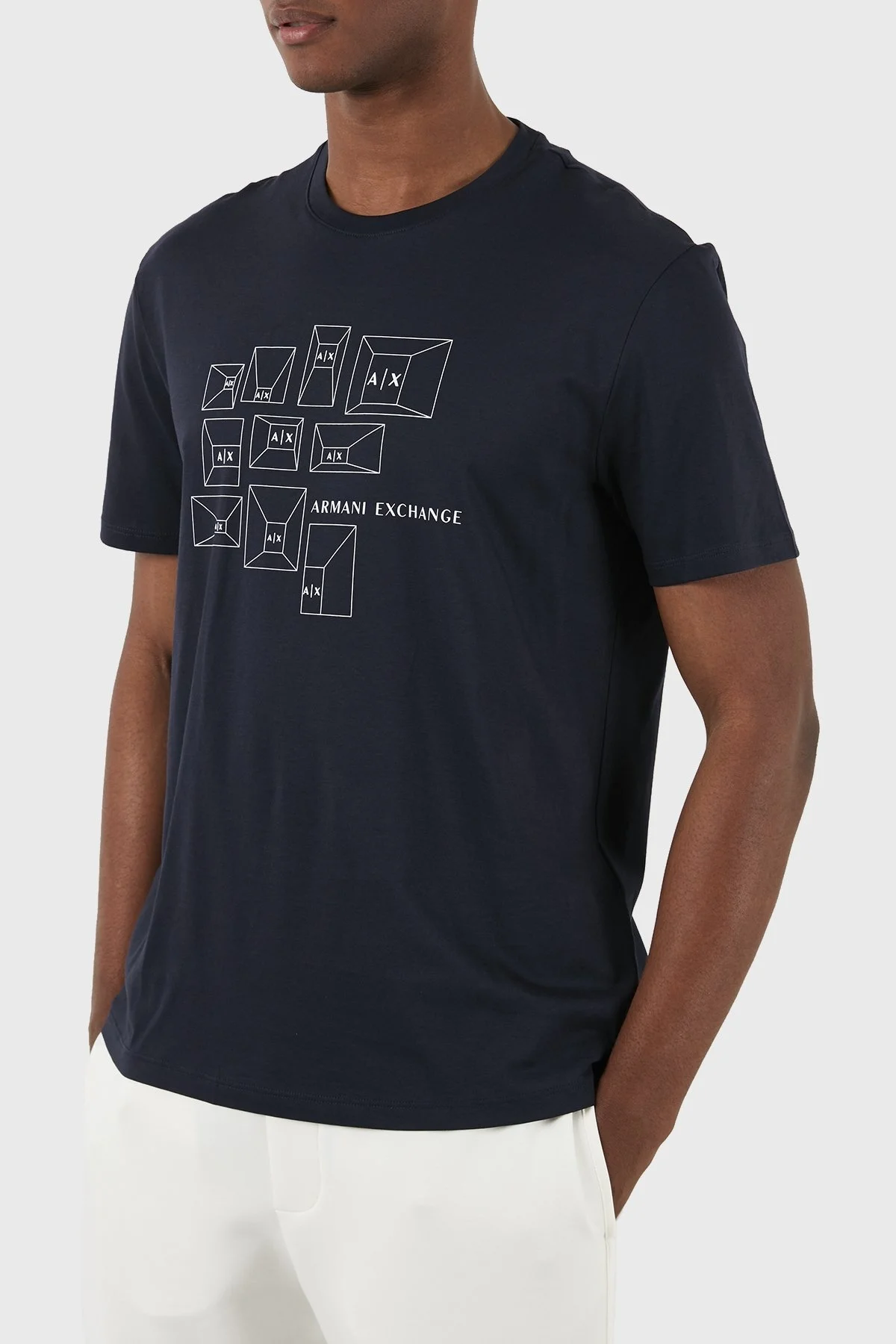 Armani Exchange Pamuklu Regular Fit Bisiklet Yaka Erkek T Shirt 3DZTAF ZJA5Z 15CX LACİVERT - 5