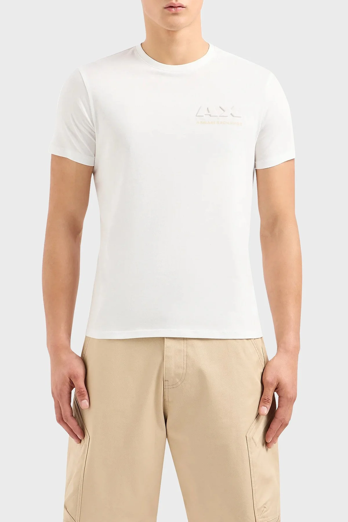 Armani Exchange Pamuklu Regular Fit Bisiklet Yaka Erkek T Shirt 3DZTAG ZJ9TZ 1116 BEYAZ - 1