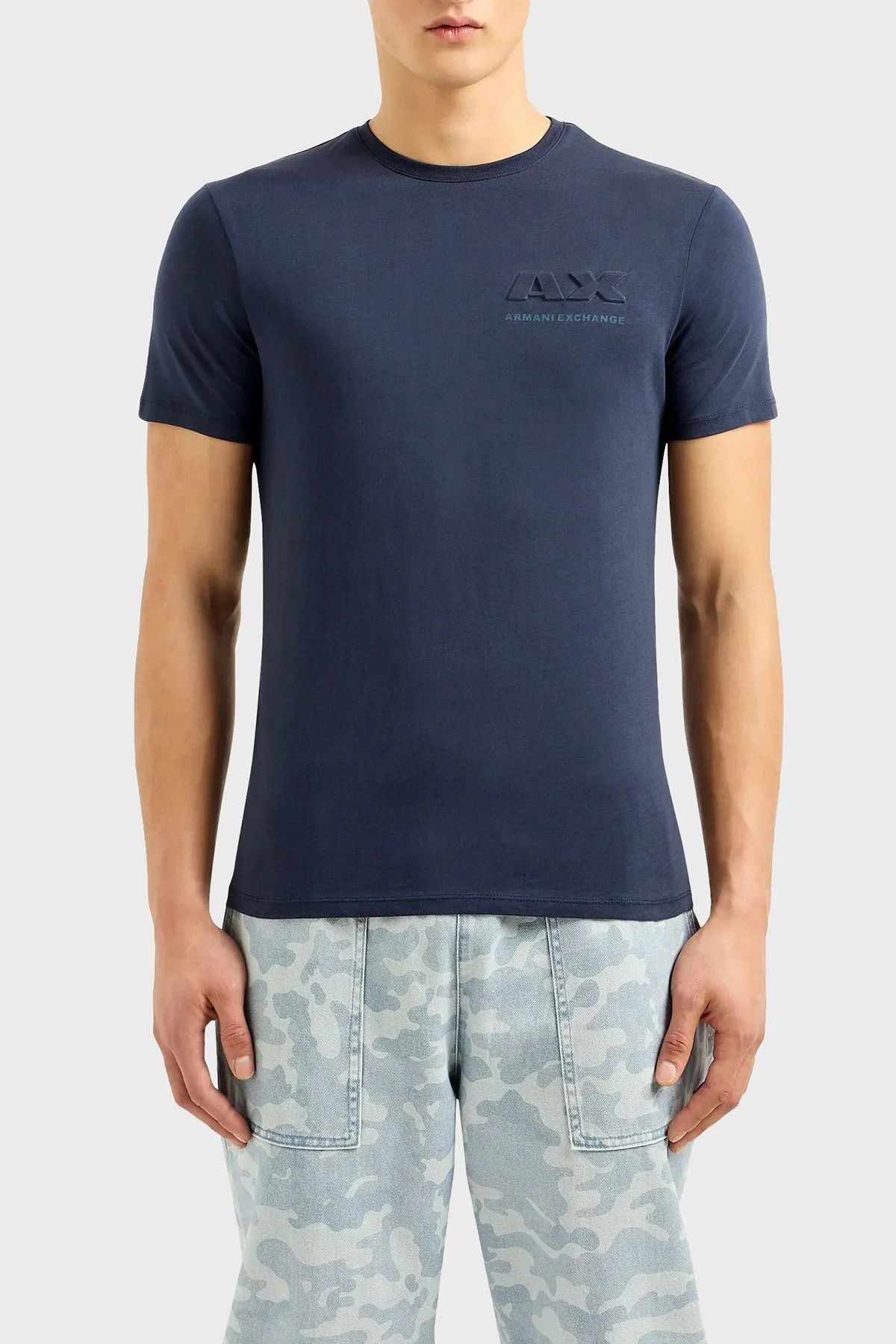 Armani Exchange Pamuklu Regular Fit Bisiklet Yaka Erkek T Shirt 3DZTAG ZJ9TZ 15CX LACİVERT - 1