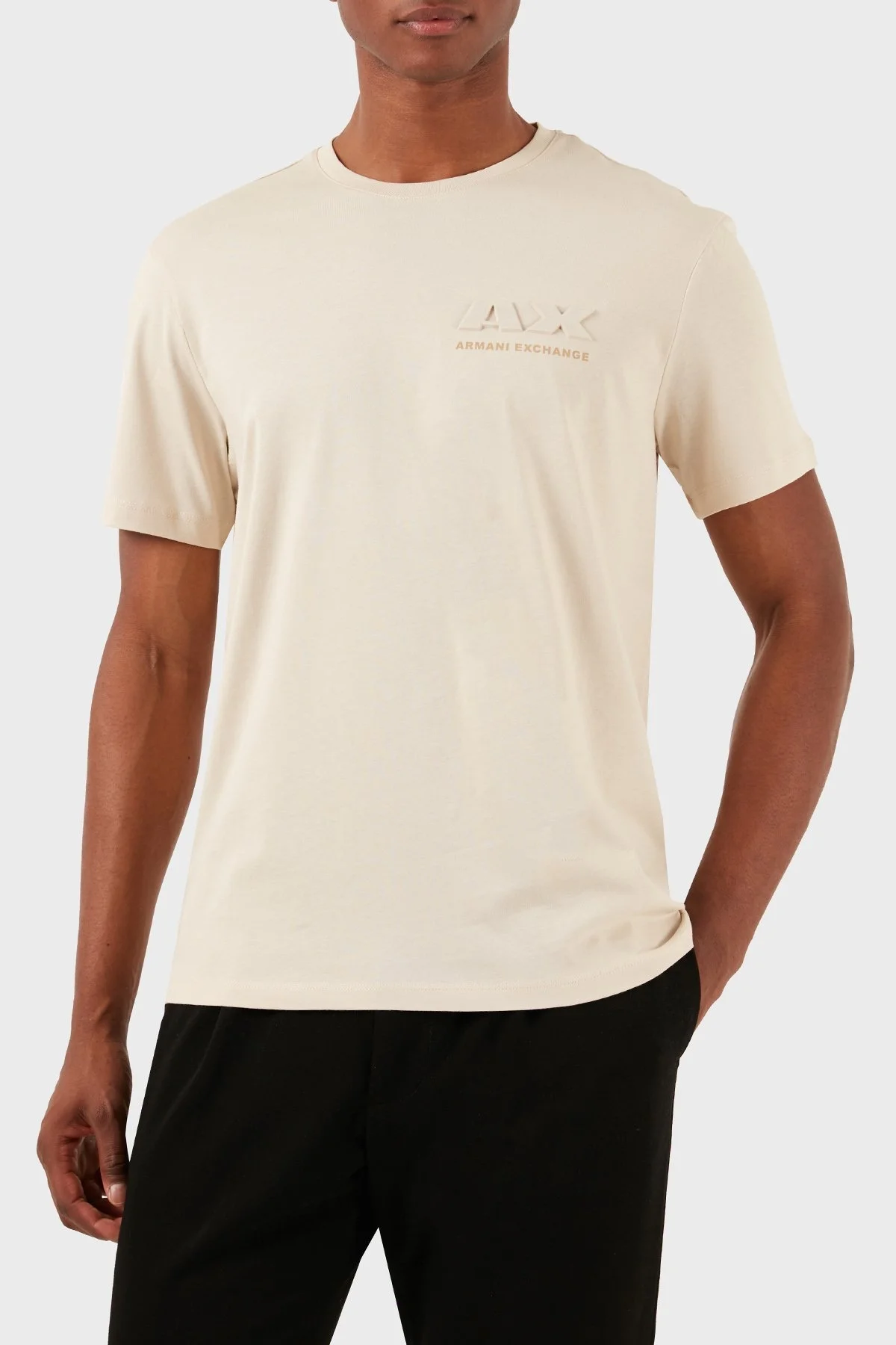 Armani Exchange Pamuklu Regular Fit Bisiklet Yaka Erkek T Shirt 3DZTAG ZJ9TZ 1792 BEJ - 1