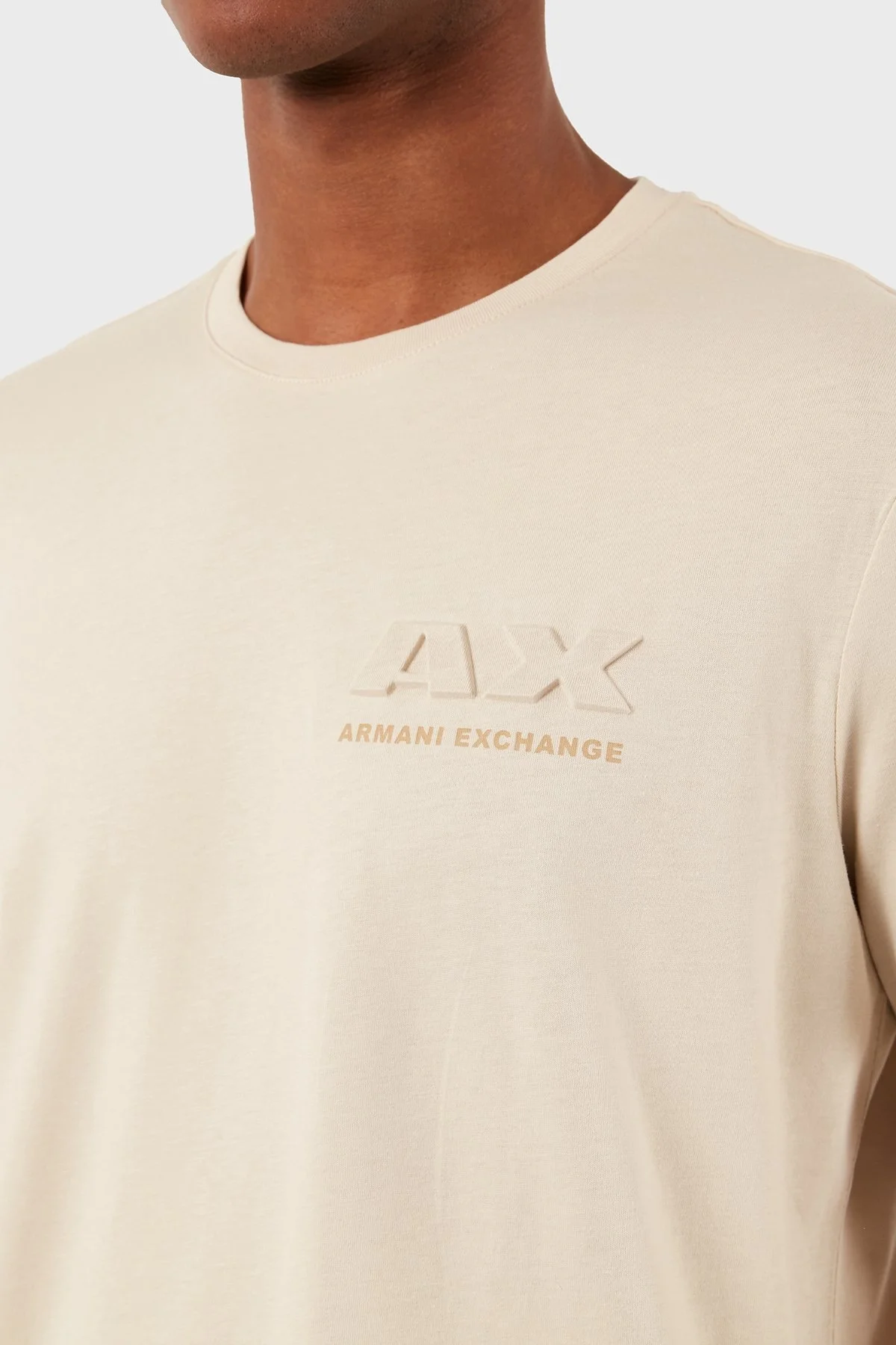 Armani Exchange Pamuklu Regular Fit Bisiklet Yaka Erkek T Shirt 3DZTAG ZJ9TZ 1792 BEJ - 5