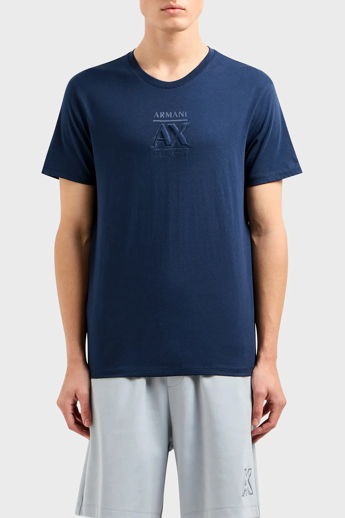 Armani Exchange Pamuklu Regular Fit Bisiklet Yaka Erkek T Shirt 3DZTBF ZJ3VZ 15BA LACİVERT - 1