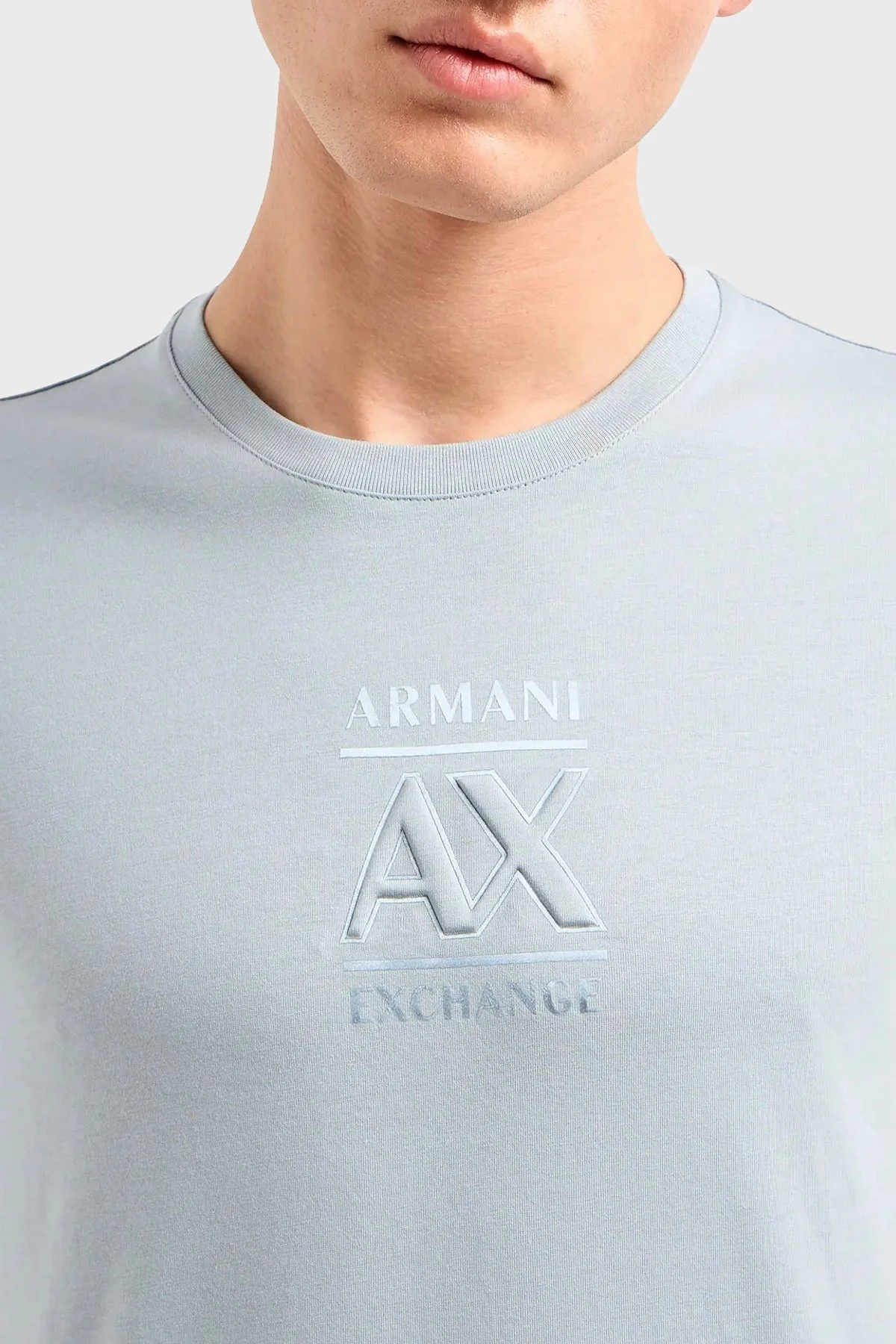 Armani Exchange Pamuklu Regular Fit Bisiklet Yaka Erkek T Shirt 3DZTBF ZJ3VZ 1947 AÇIK MAVİ - 8