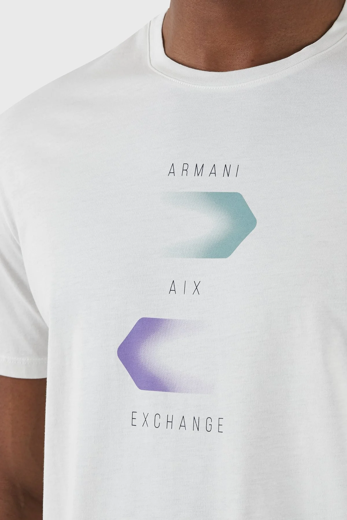 Armani Exchange Pamuklu Regular Fit Bisiklet Yaka Erkek T Shirt 3DZTBG ZJA5Z 1116 BEYAZ - 6