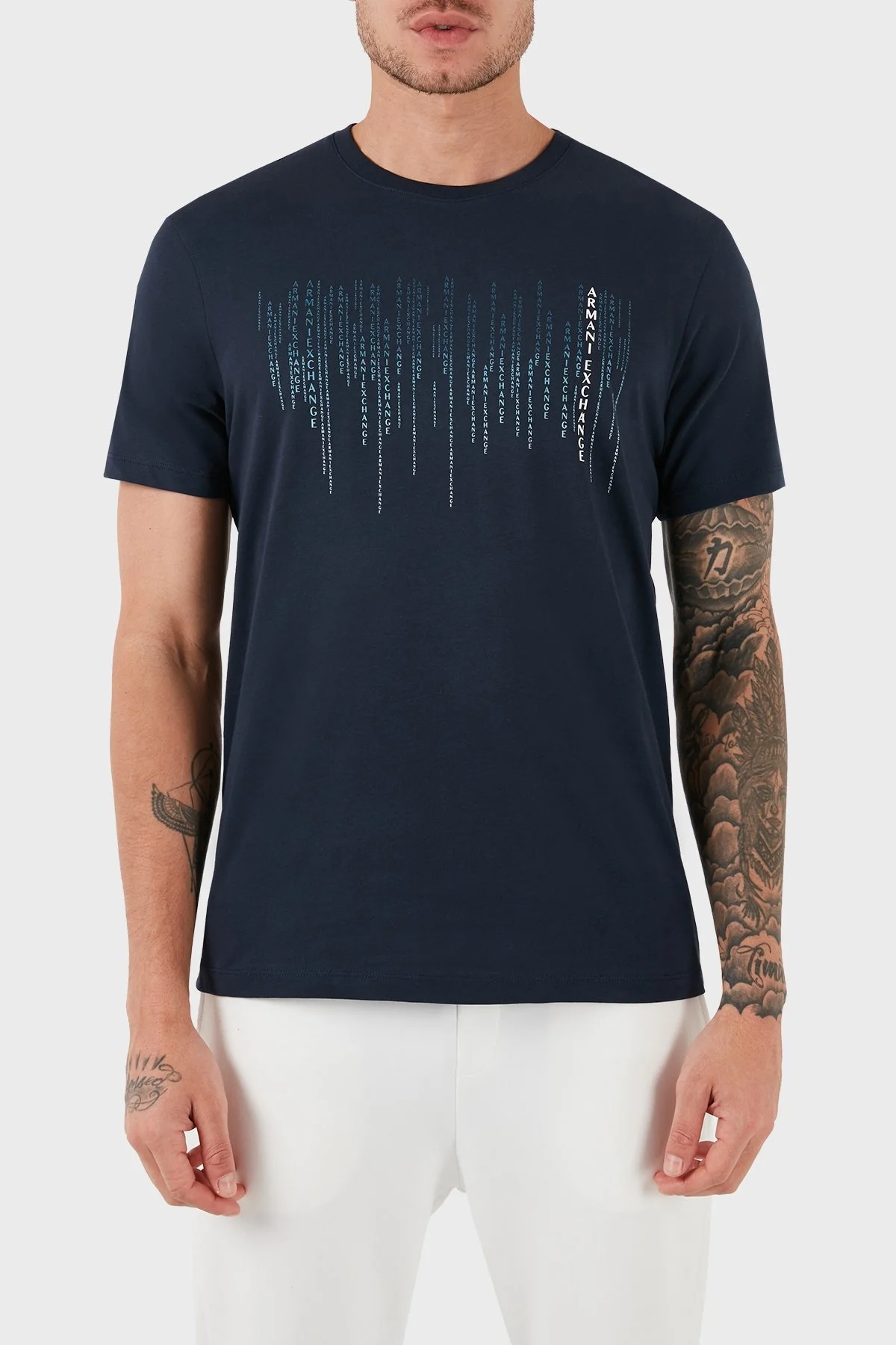 Armani Exchange Pamuklu Regular Fit Bisiklet Yaka Erkek T Shirt 3DZTBK ZJ9TZ 15BA LACİVERT - 3