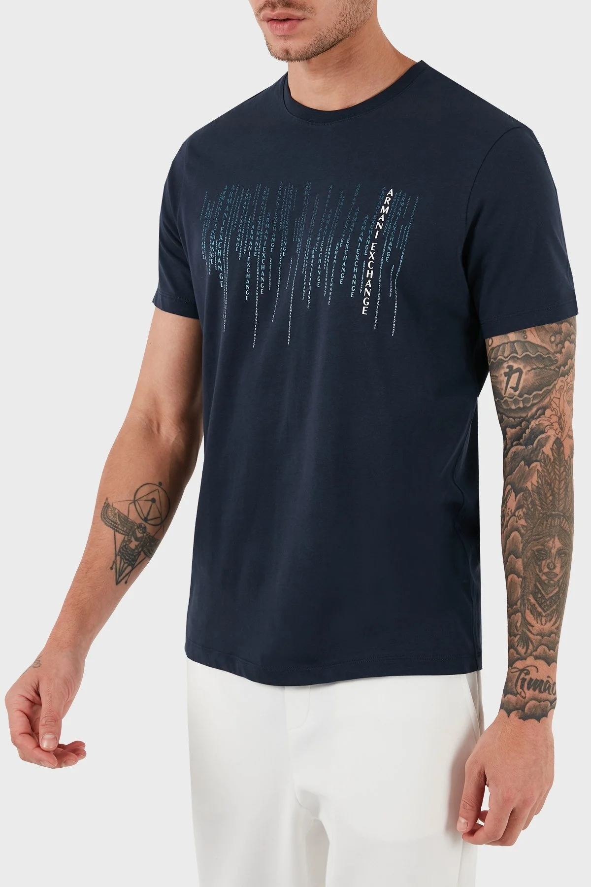 Armani Exchange Pamuklu Regular Fit Bisiklet Yaka Erkek T Shirt 3DZTBK ZJ9TZ 15BA LACİVERT - 5