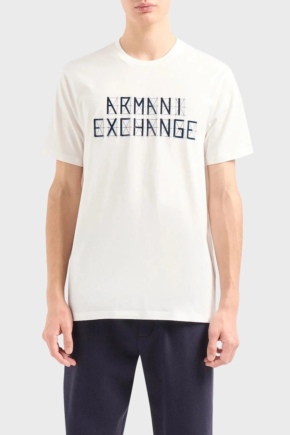 Armani Exchange Pamuklu Regular Fit Bisiklet Yaka Erkek T Shirt 3DZTHC ZJH4Z 1116 BEYAZ - 1