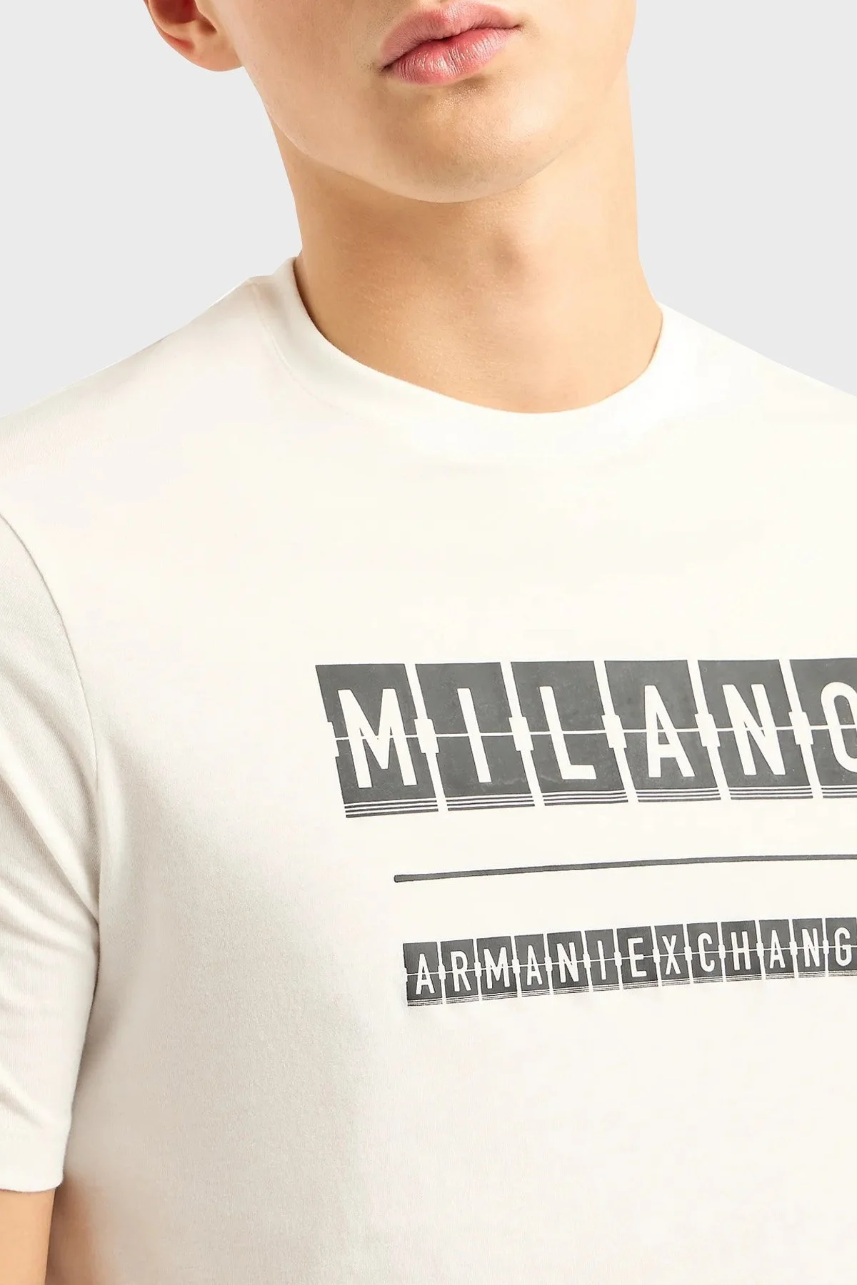 Armani Exchange Pamuklu Regular Fit Bisiklet Yaka Erkek T Shirt 3DZTHE ZJH4Z 61AK BEYAZ - 9