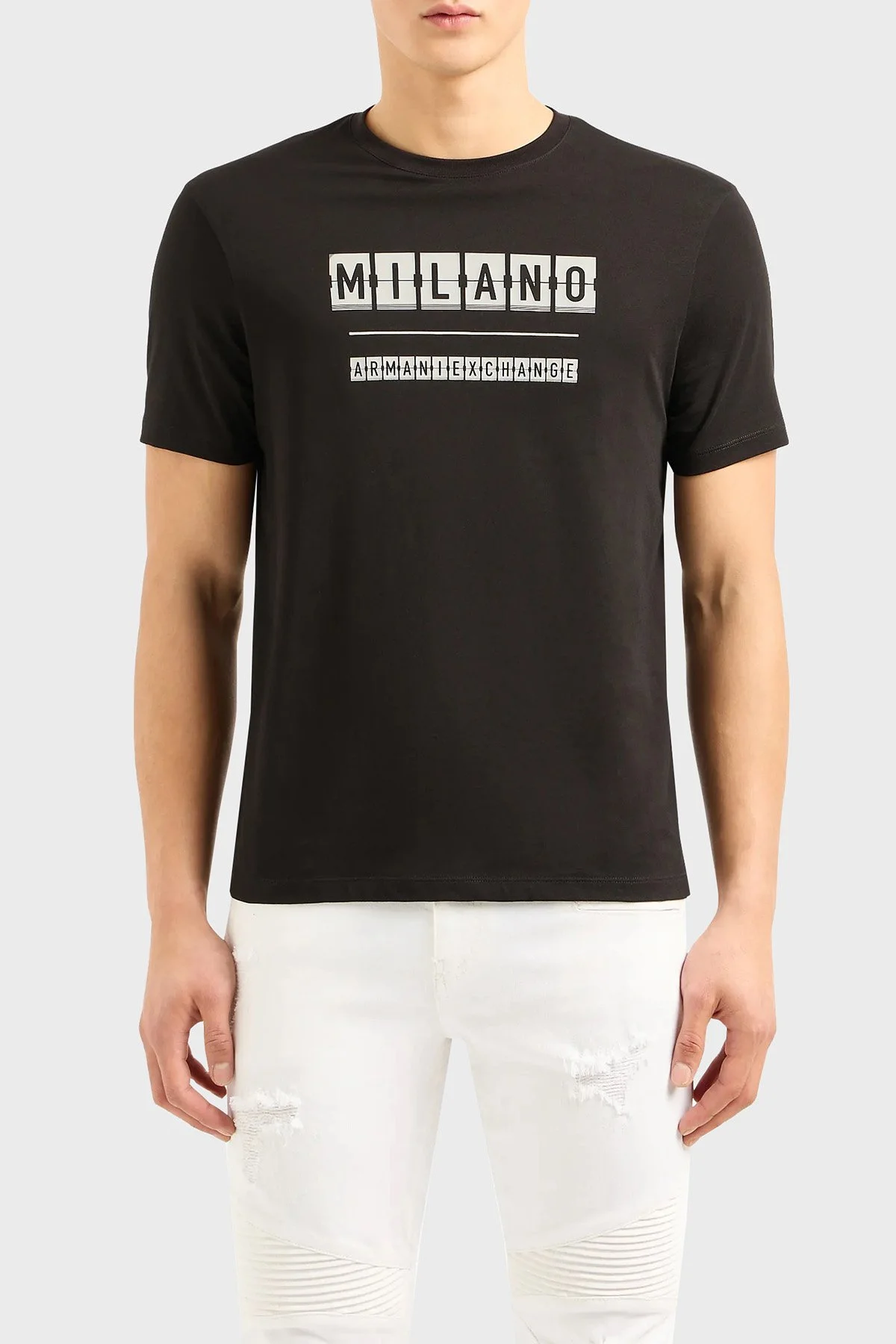 Armani Exchange Pamuklu Regular Fit Bisiklet Yaka Erkek T Shirt 3DZTHE ZJH4Z 72AB SİYAH - 1