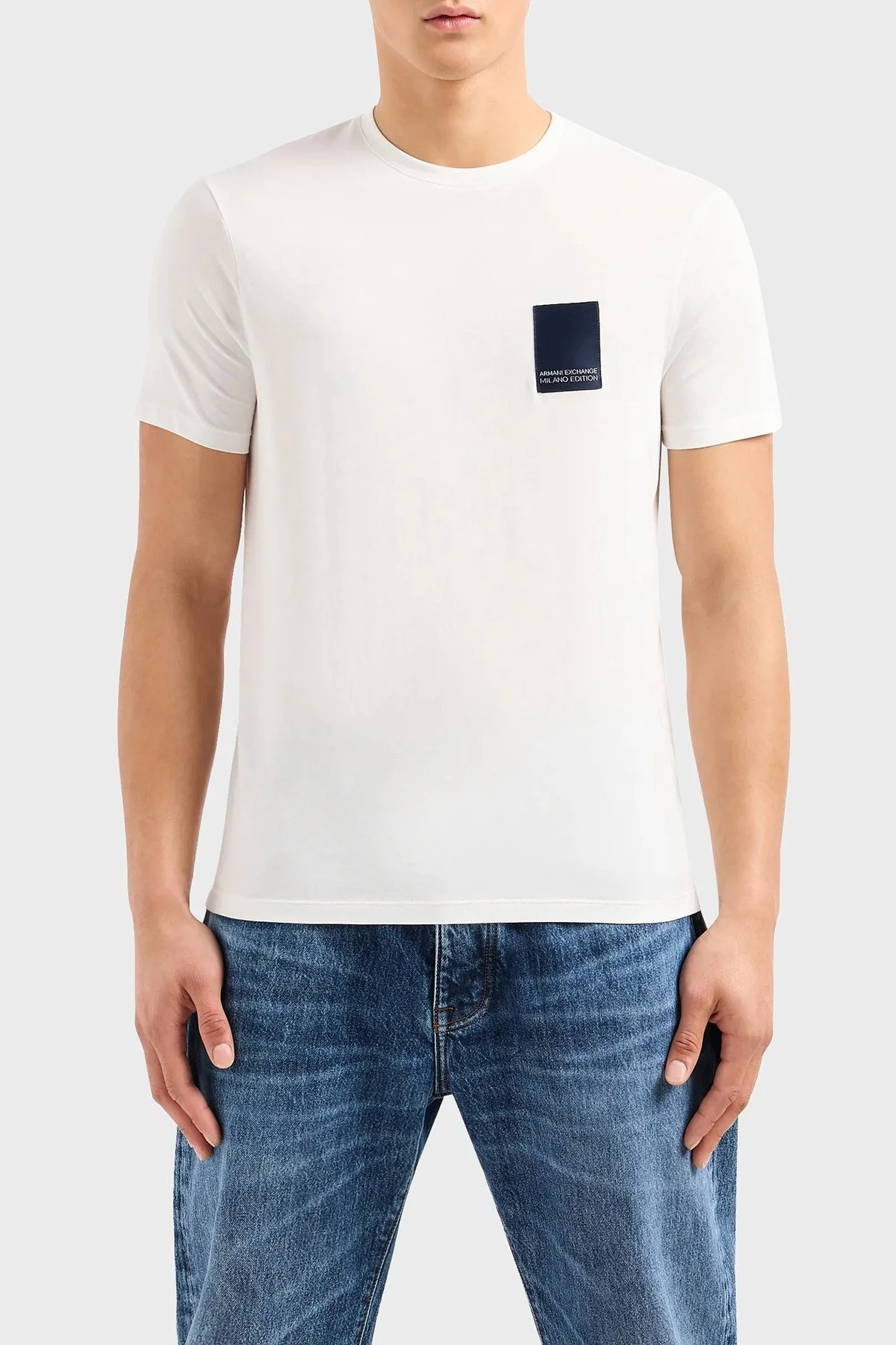 Armani Exchange Pamuklu Regular Fit Bisiklet Yaka Erkek T Shirt 3DZTHM ZJ8EZ 1116 BEYAZ - 1