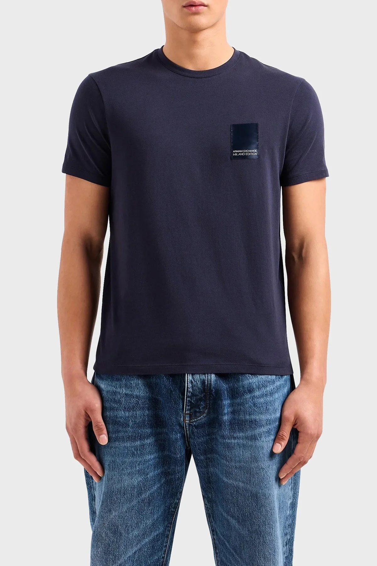 Armani Exchange Pamuklu Regular Fit Bisiklet Yaka Erkek T Shirt 3DZTHM ZJ8EZ 15CX LACİVERT - 1