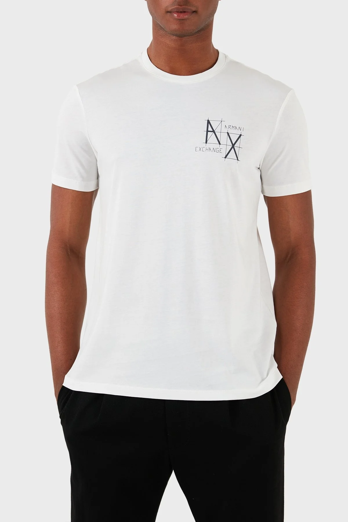 Armani Exchange Pamuklu Regular Fit Bisiklet Yaka Erkek T Shirt 3DZTHQ ZJBYZ 1116 BEYAZ - 1