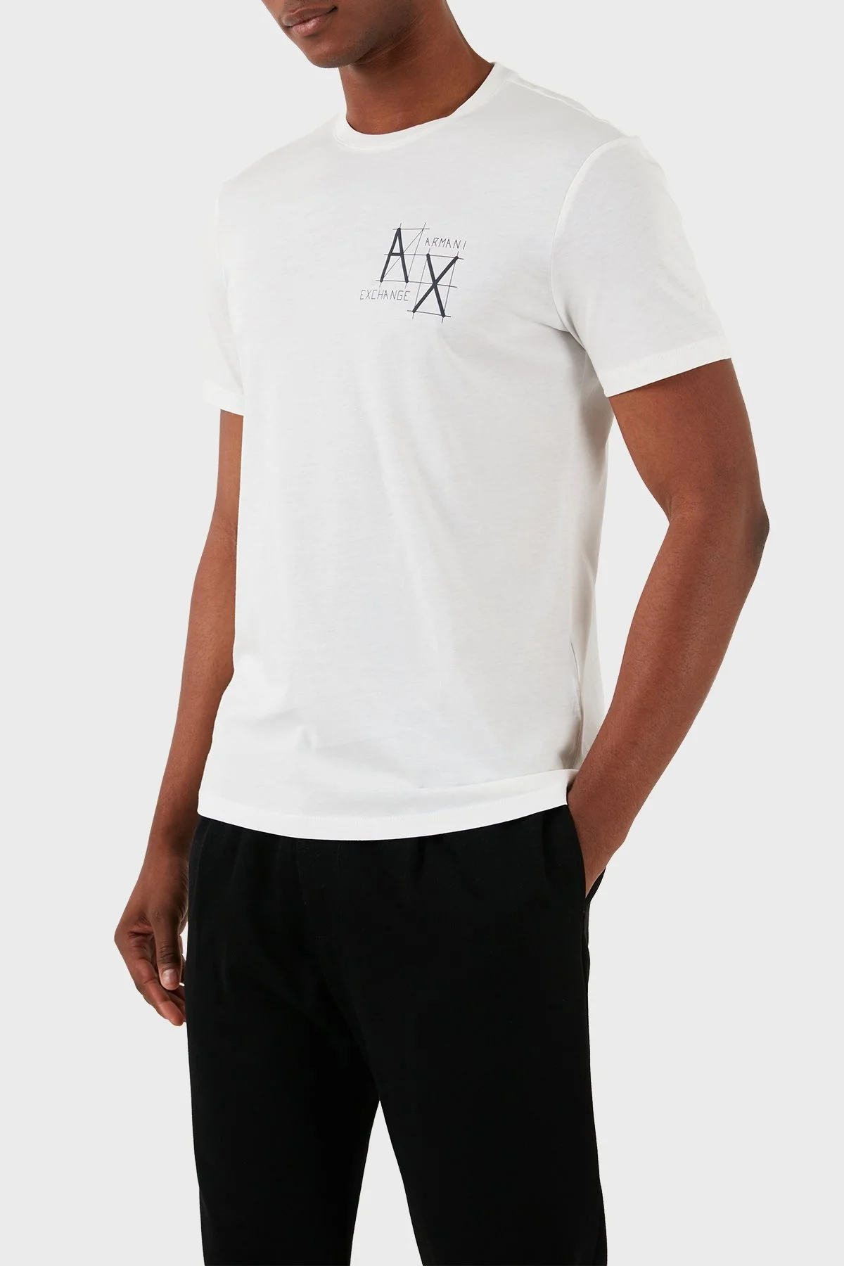 Armani Exchange Pamuklu Regular Fit Bisiklet Yaka Erkek T Shirt 3DZTHQ ZJBYZ 1116 BEYAZ - 5