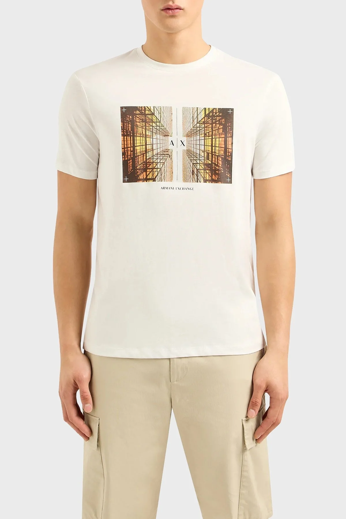 Armani Exchange Pamuklu Regular Fit Bisiklet Yaka Erkek T Shirt 3DZTHV ZJBYZ 1116 BEYAZ - 1
