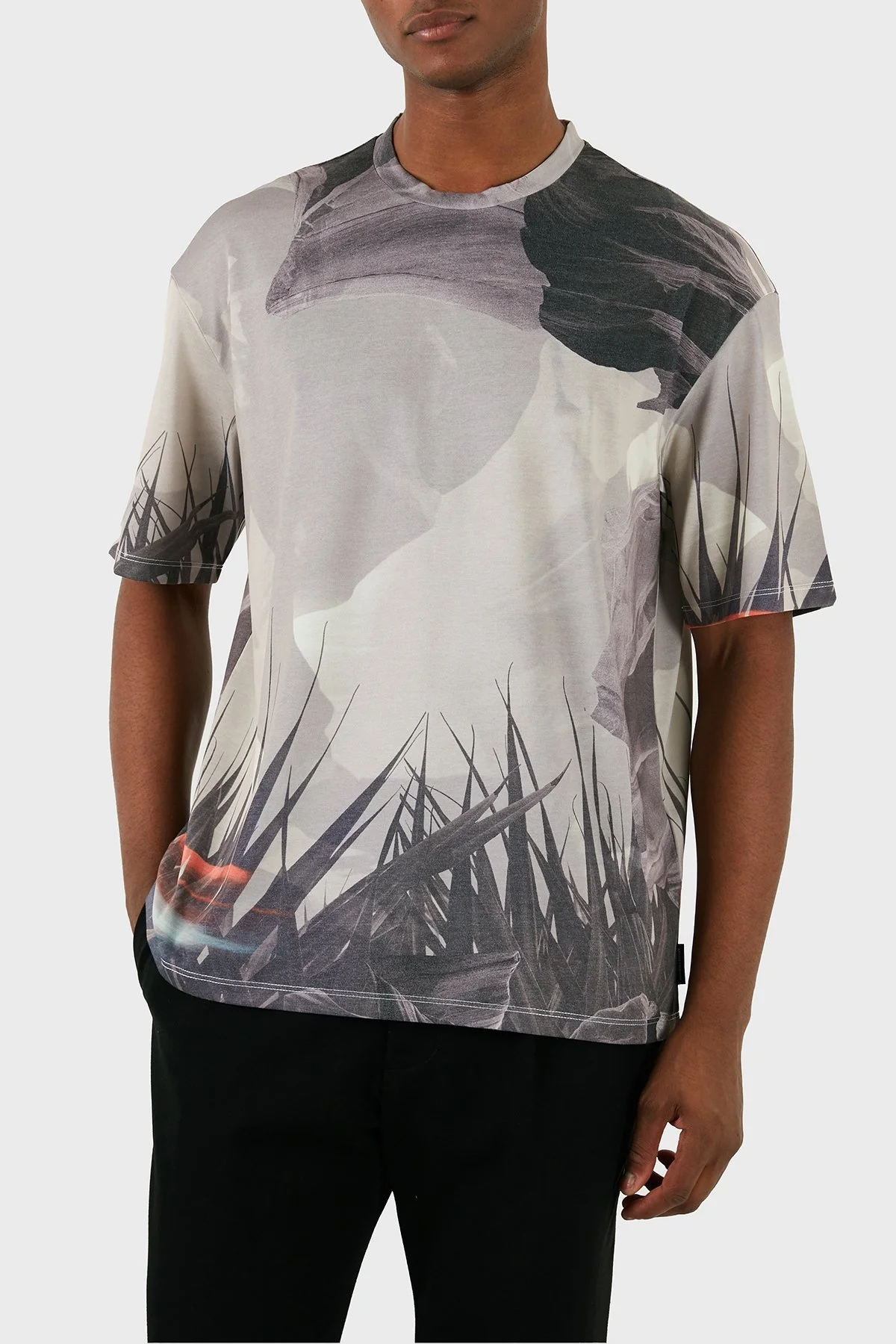 Armani Exchange Pamuklu Regular Fit Bisiklet Yaka Erkek T Shirt 3DZTHX ZJXTZ 6721 GRİ - 3