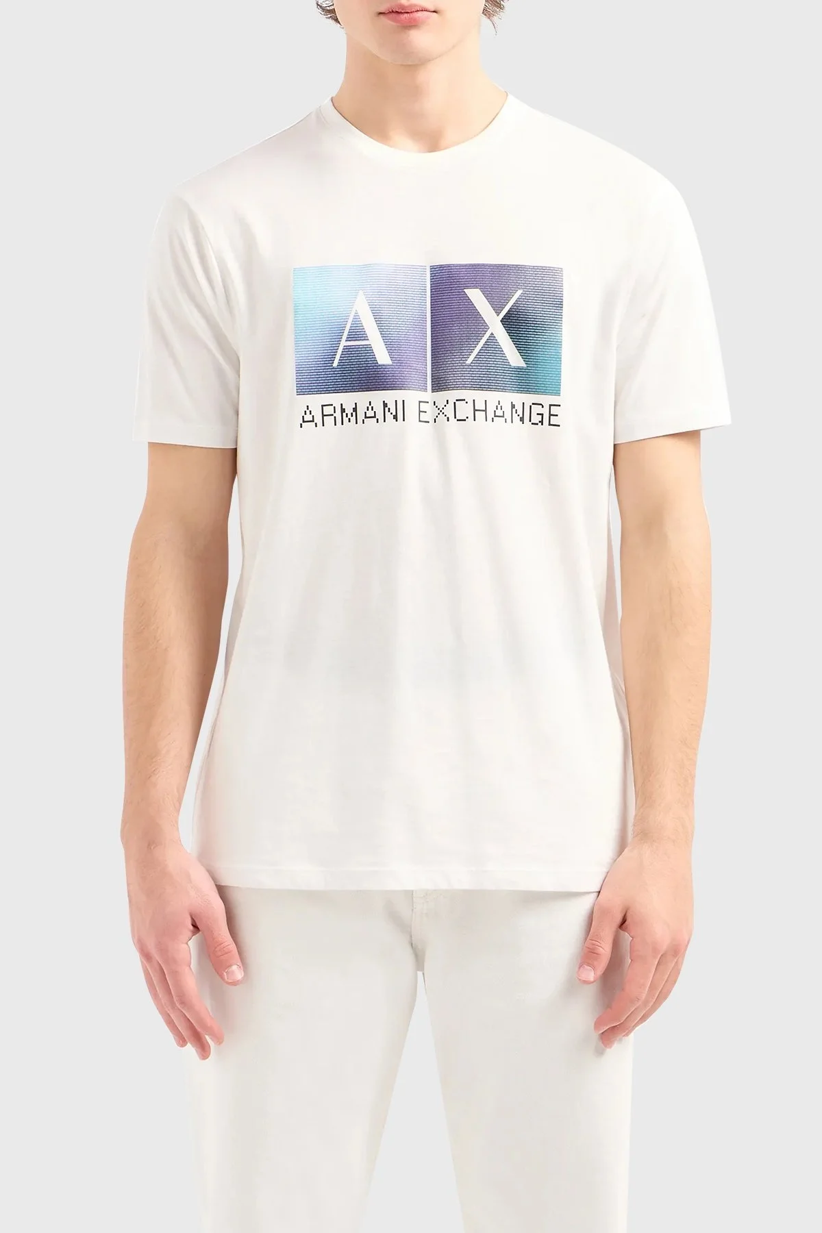 Armani Exchange Pamuklu Regular Fit Bisiklet Yaka Erkek T Shirt 3DZTJB ZJBYZ 1116 BEYAZ - 5