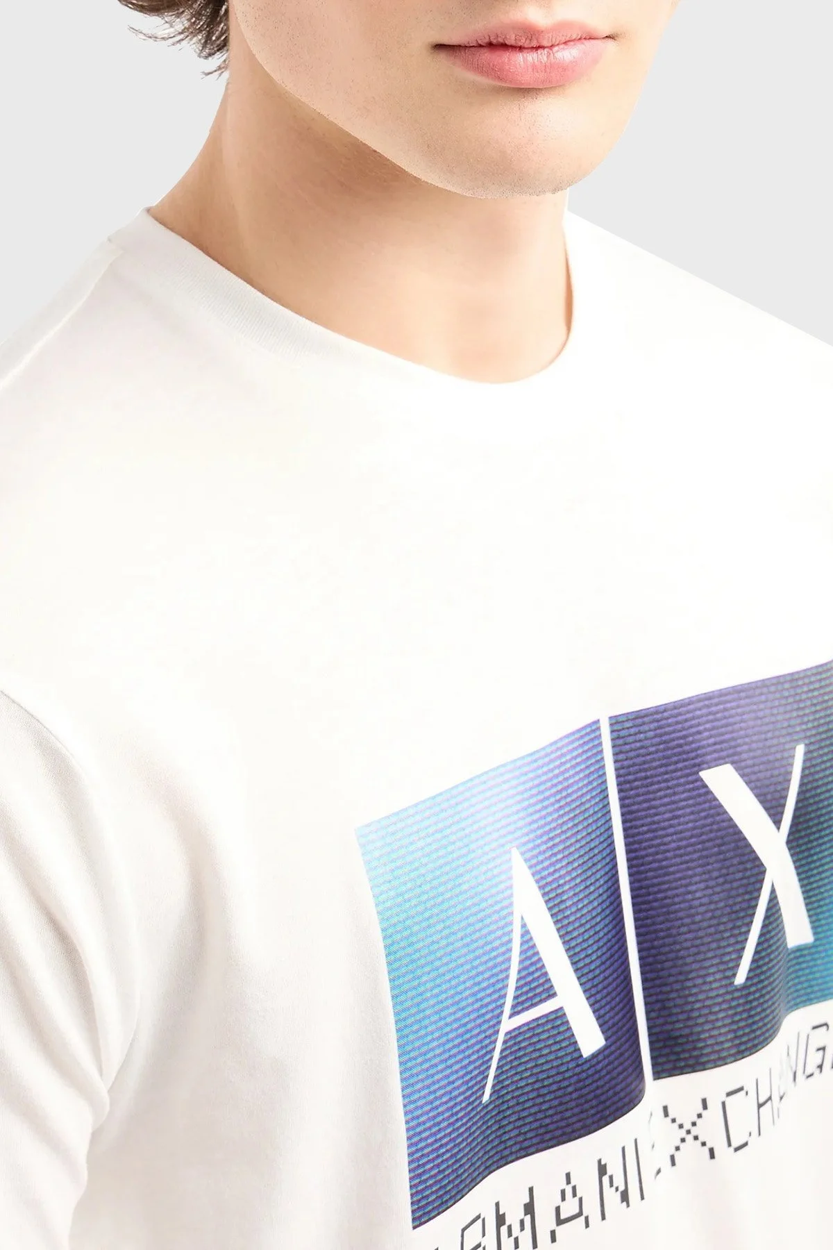 Armani Exchange Pamuklu Regular Fit Bisiklet Yaka Erkek T Shirt 3DZTJB ZJBYZ 1116 BEYAZ - 6