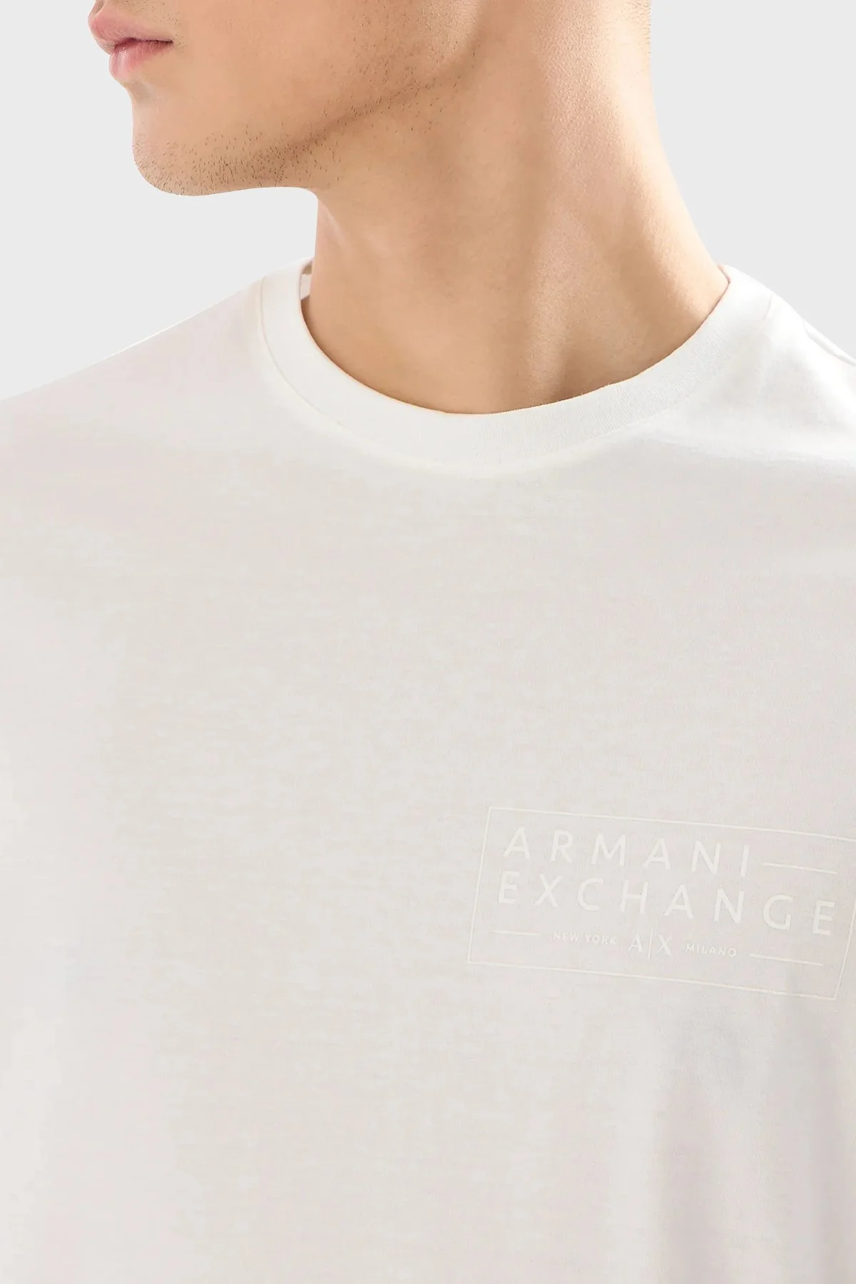 Armani Exchange Pamuklu Regular Fit Bisiklet Yaka Erkek T Shirt 3DZTJH ZJ9AZ 1116 BEYAZ - 4