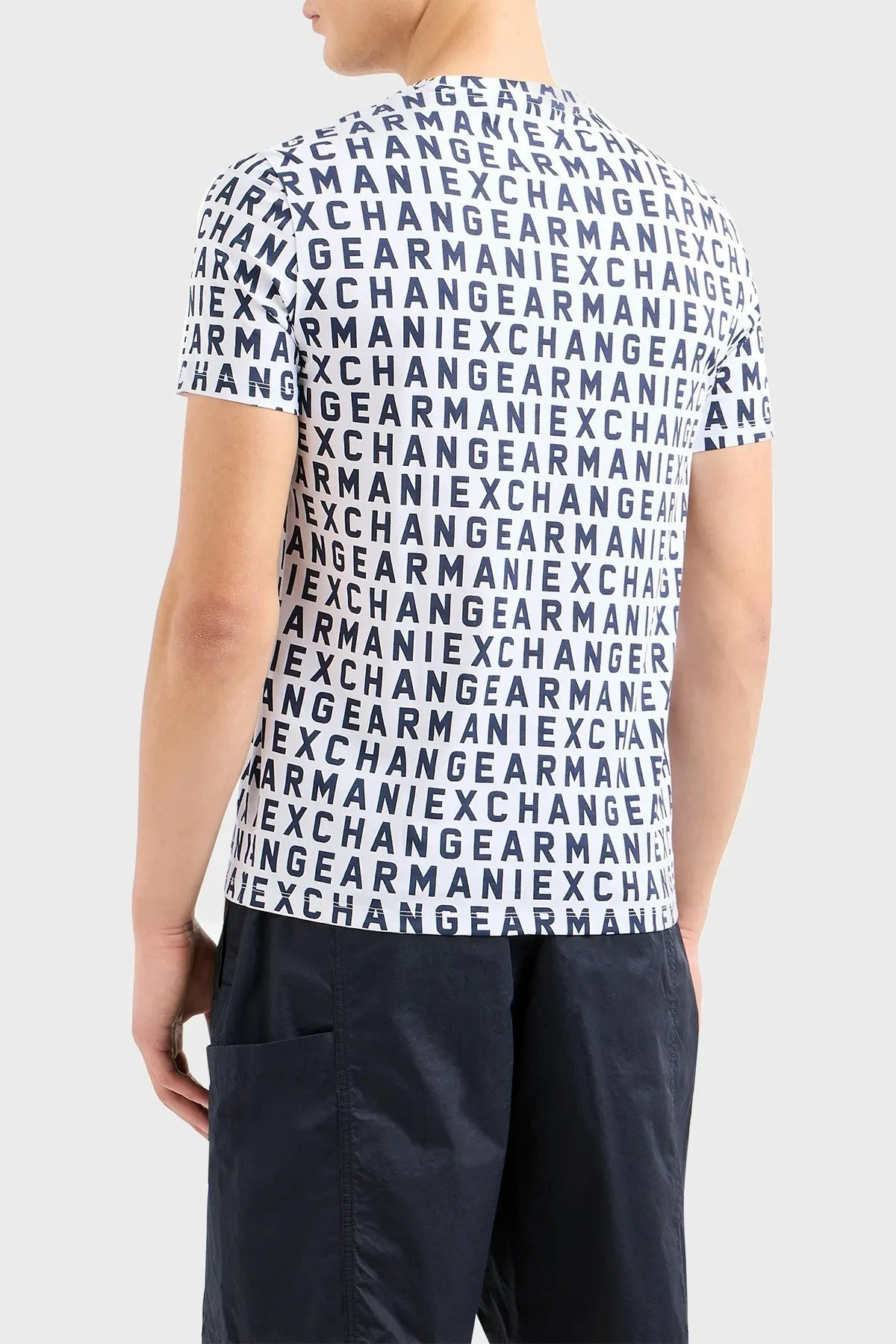 Armani Exchange Pamuklu Regular Fit Bisiklet Yaka Erkek T Shirt 3DZTJW ZJH4Z 81BE BEYAZ-LACİVERT - 2