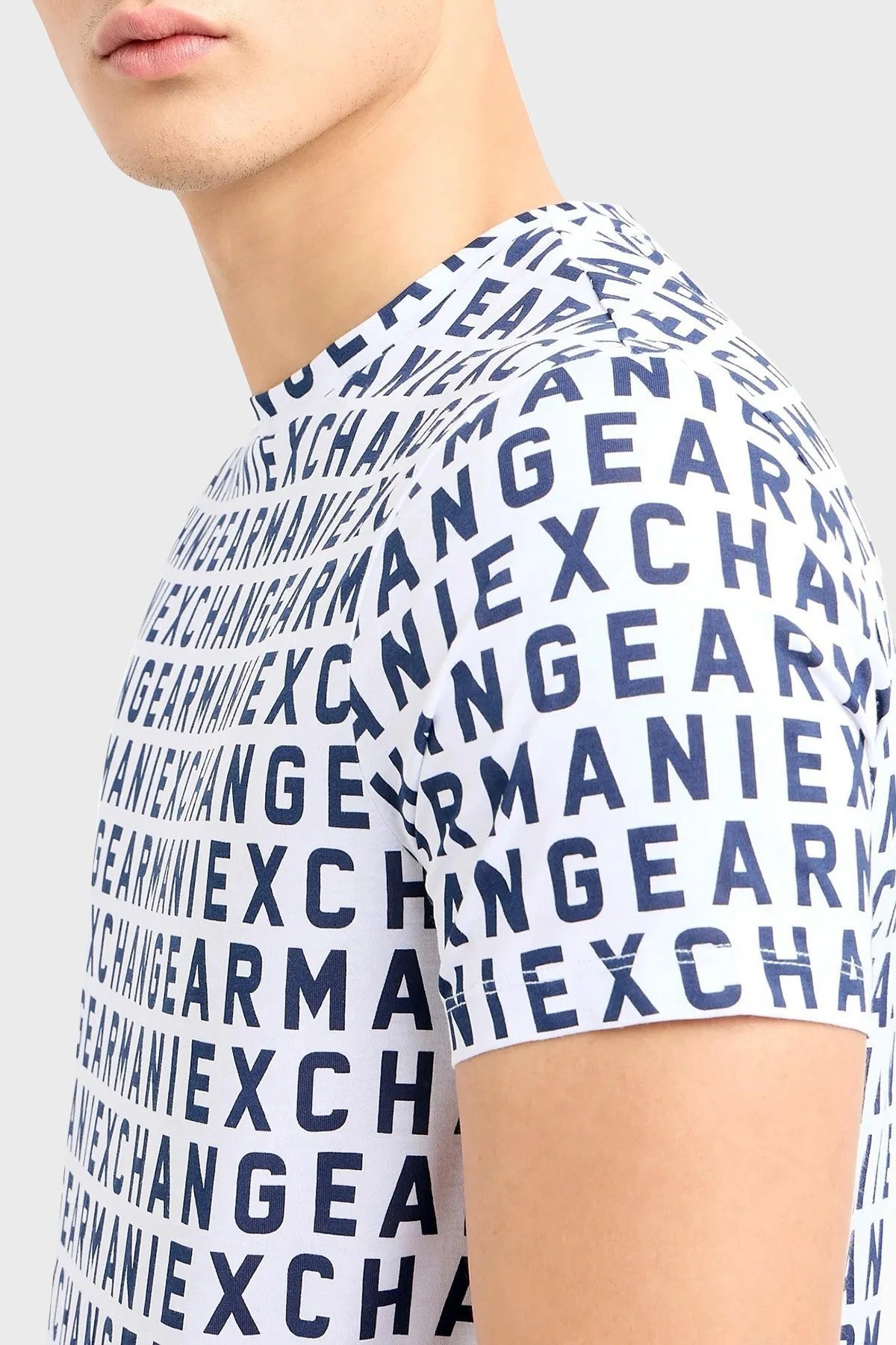 Armani Exchange Pamuklu Regular Fit Bisiklet Yaka Erkek T Shirt 3DZTJW ZJH4Z 81BE BEYAZ-LACİVERT - 4