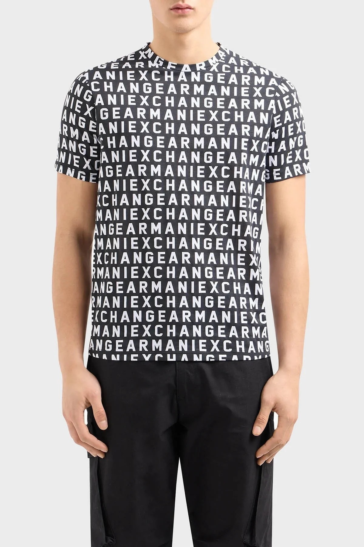 Armani Exchange Pamuklu Regular Fit Bisiklet Yaka Erkek T Shirt 3DZTJW ZJH4Z 8276 SİYAH-BEYAZ - 1