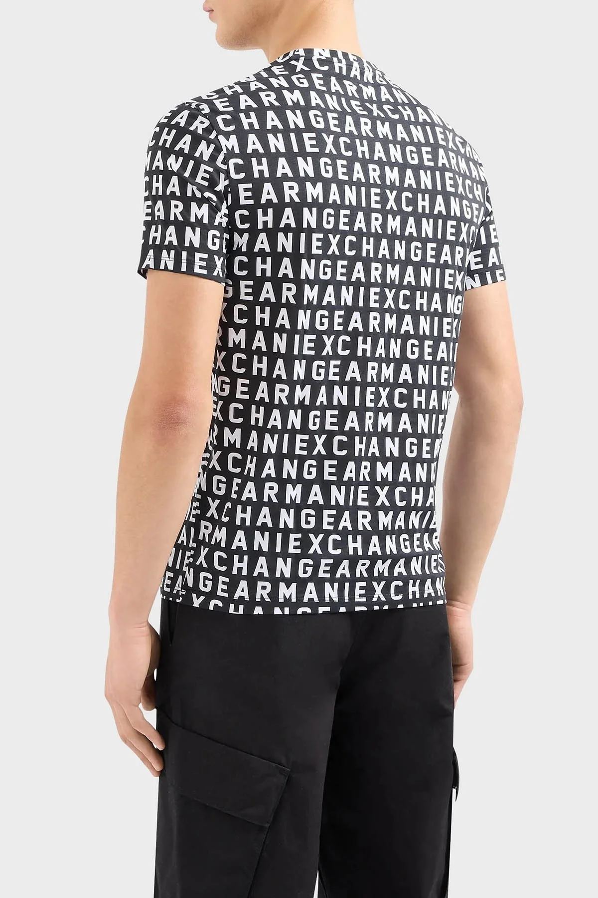 Armani Exchange Pamuklu Regular Fit Bisiklet Yaka Erkek T Shirt 3DZTJW ZJH4Z 8276 SİYAH-BEYAZ - 2
