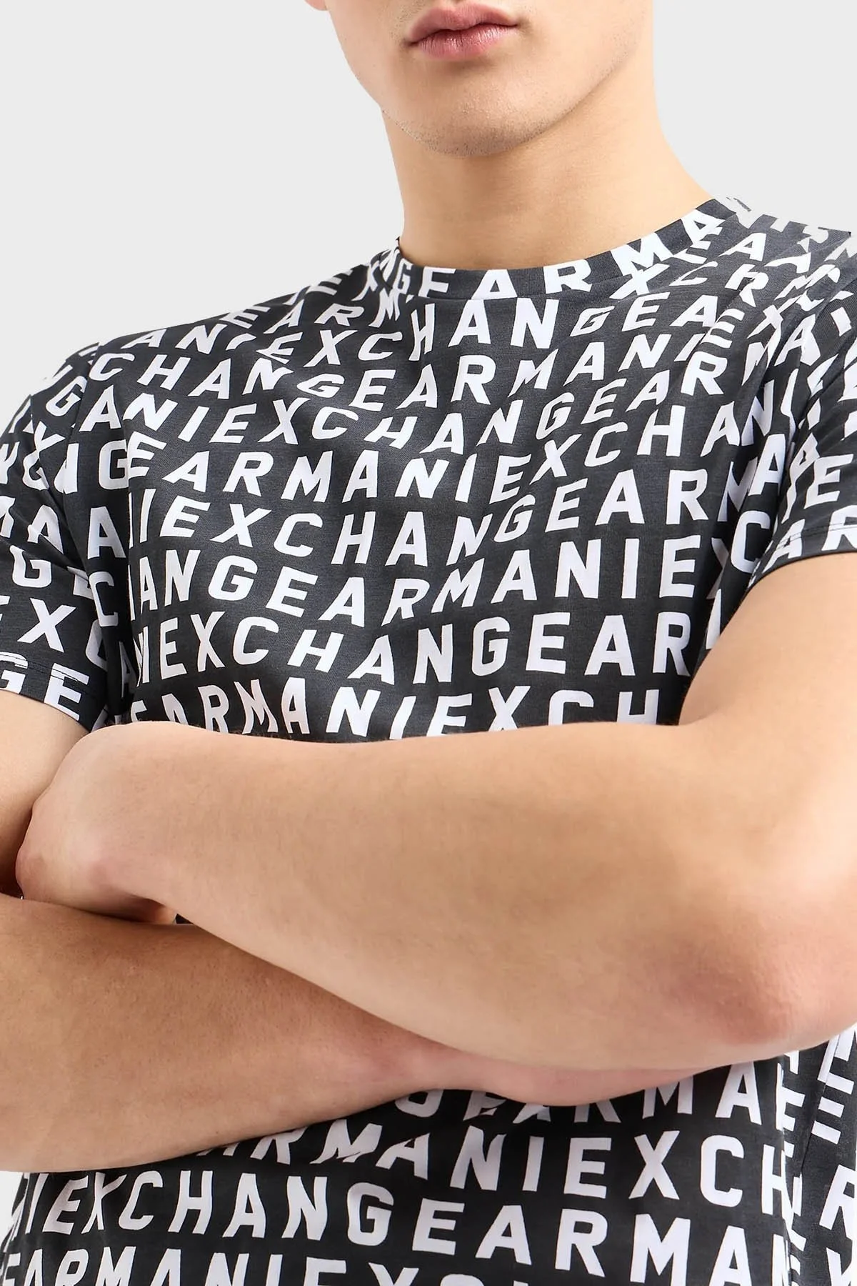 Armani Exchange Pamuklu Regular Fit Bisiklet Yaka Erkek T Shirt 3DZTJW ZJH4Z 8276 SİYAH-BEYAZ - 3