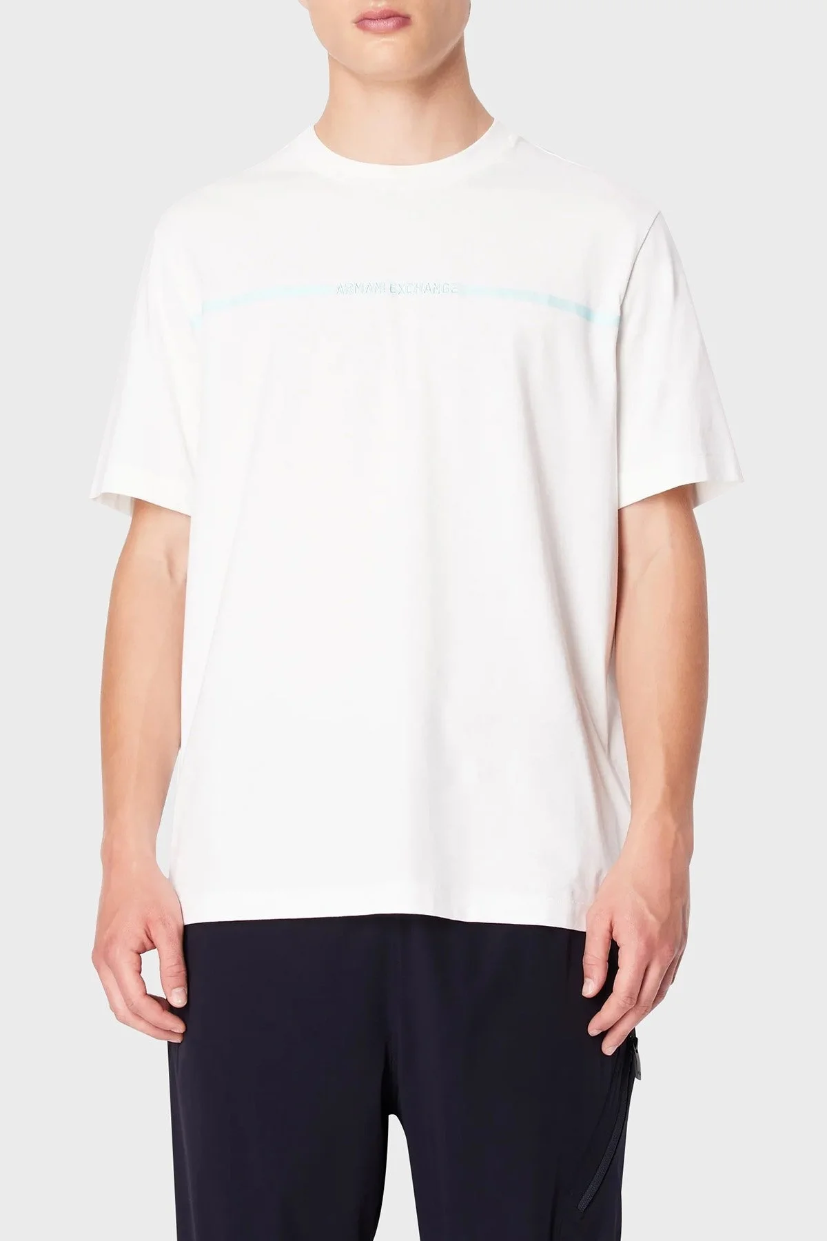 Armani Exchange Pamuklu Regular Fit Bisiklet Yaka Erkek T Shirt 3DZTLG ZJ9JZ 1116 BEYAZ - 1