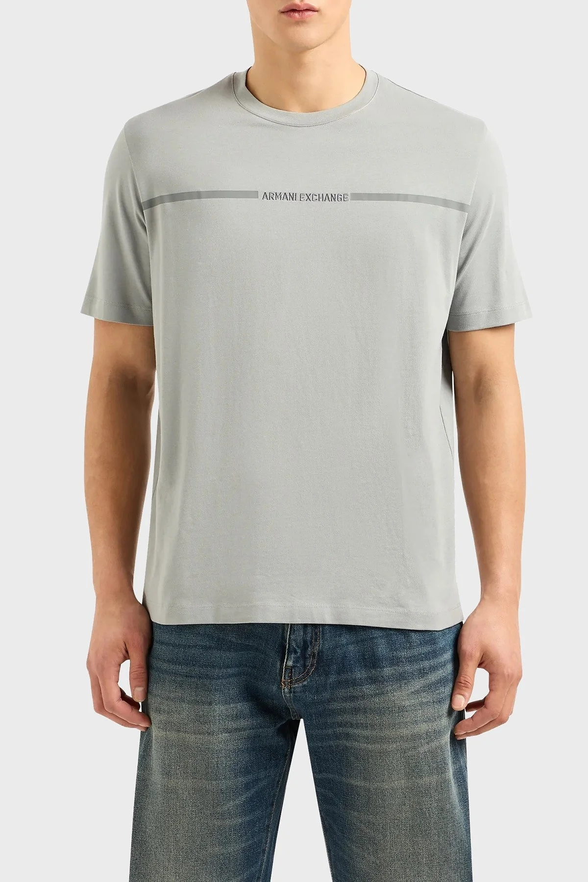 Armani Exchange Pamuklu Regular Fit Bisiklet Yaka Erkek T Shirt 3DZTLG ZJ9JZ 1996 GRİ - 1