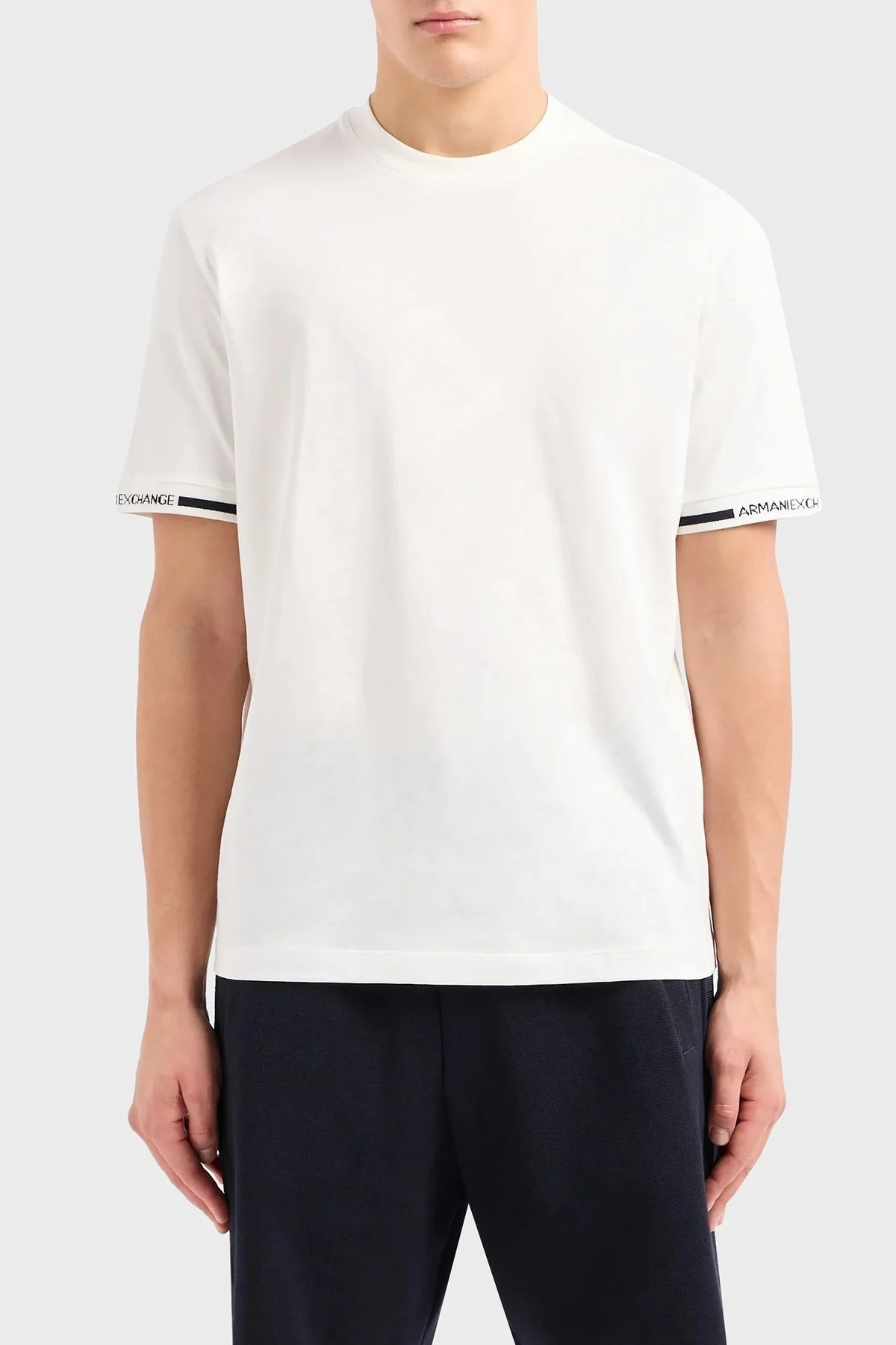 Armani Exchange Pamuklu Regular Fit Bisiklet Yaka Erkek T Shirt 3DZTLR ZJLFZ 1116 BEYAZ - 1