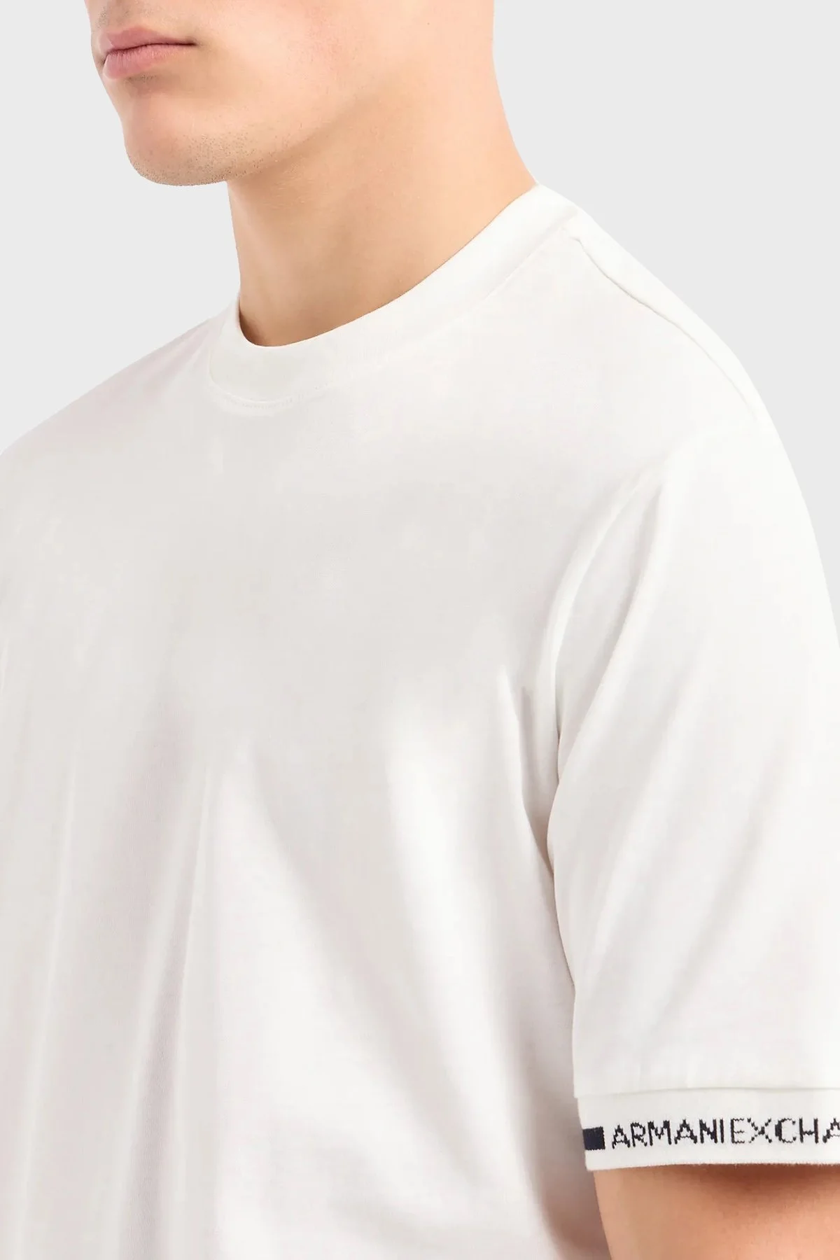 Armani Exchange Pamuklu Regular Fit Bisiklet Yaka Erkek T Shirt 3DZTLR ZJLFZ 1116 BEYAZ - 9
